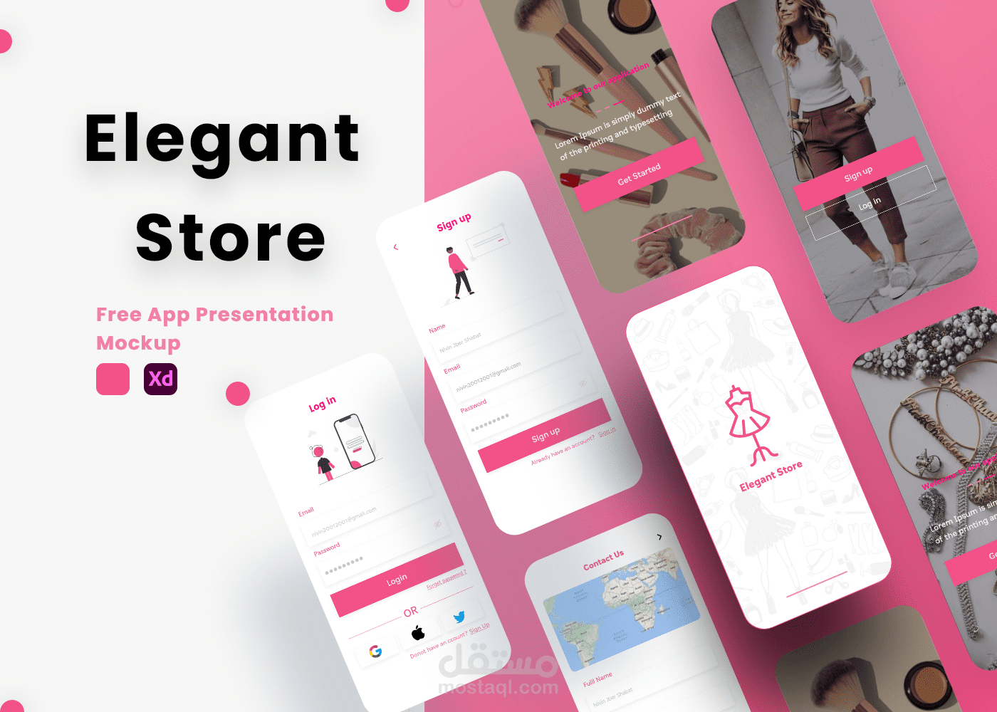 تصميم واجهة المستخدم,اندرويد لتطبيق Elegant Store باستخدام Adobe XD
