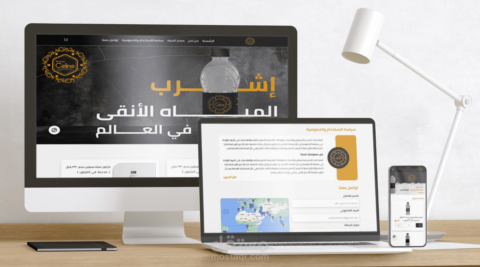 تصميم موقع ويب لشركة مياه باستخدام Adobe XD