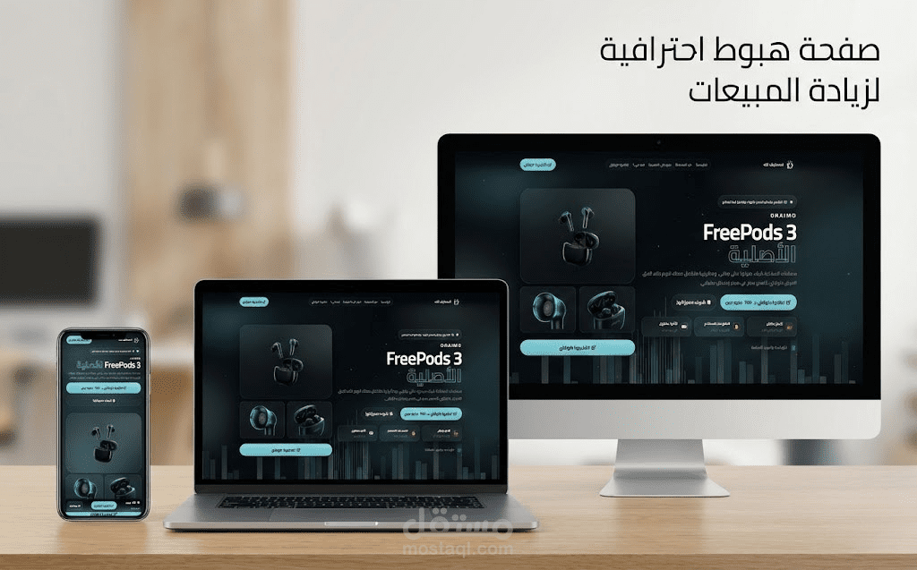 تطوير صفحة هبوط متجاوبة (Responsive Landing Page) لمنتج إلكتروني