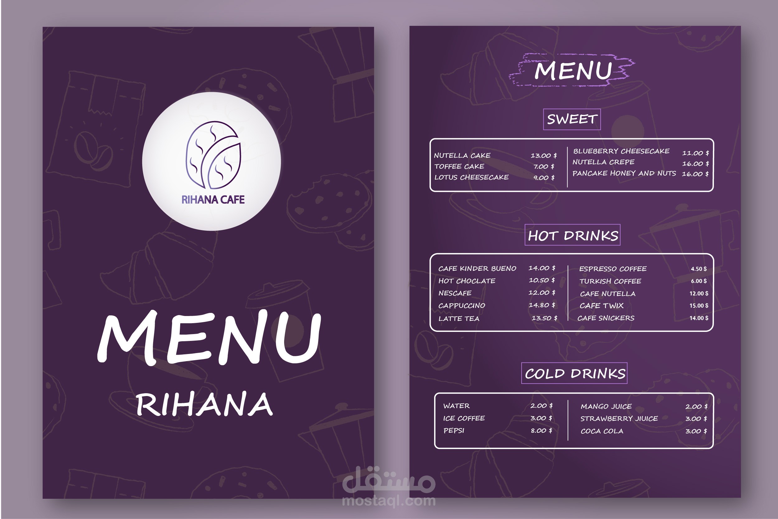 Cafe menu