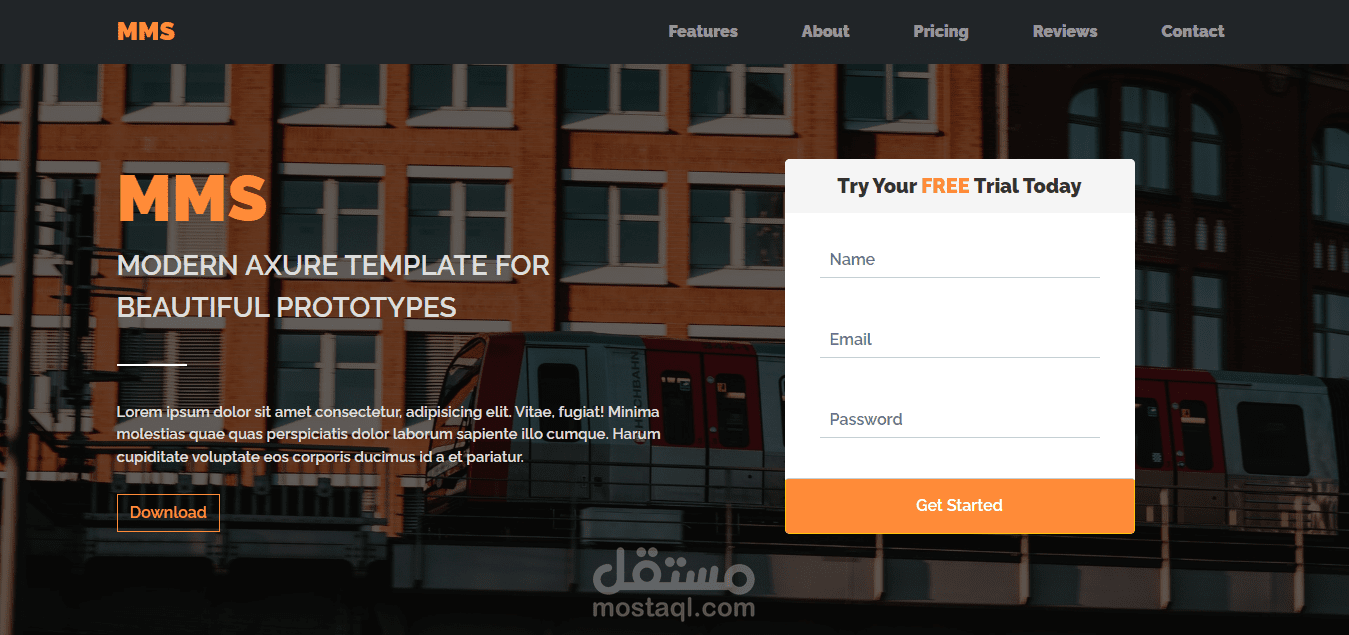 نموذج صفحة هبوط الاطار عمل (bootstrap)