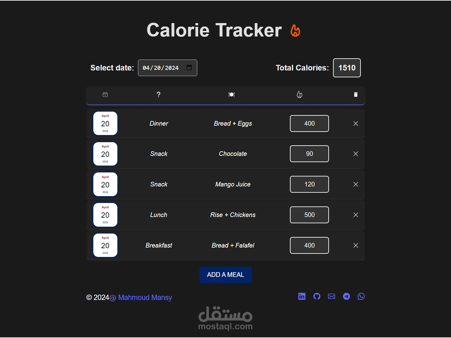 calorie-tracker  - تتبع سعراتك الحراريه