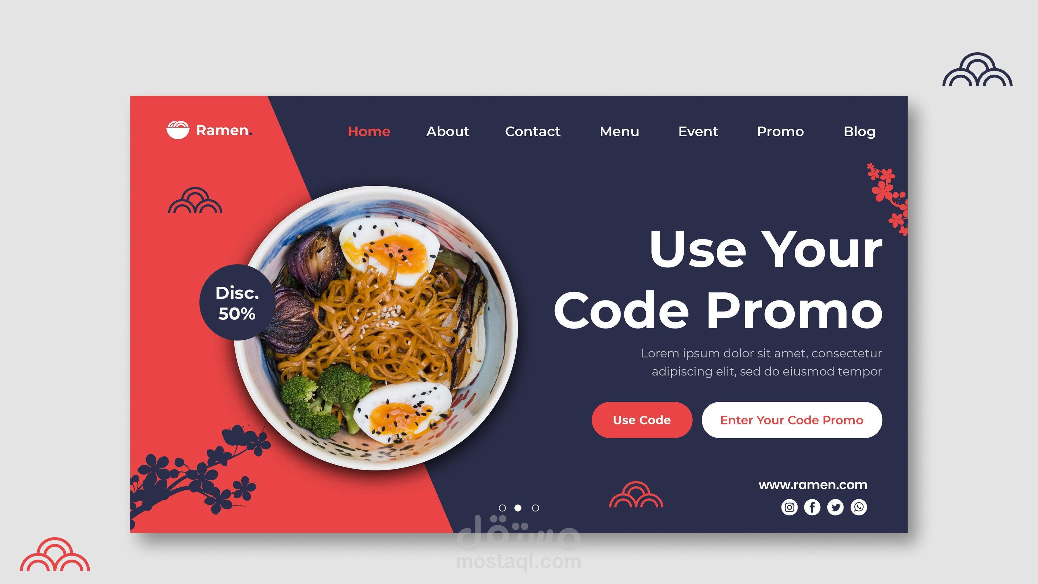 برمجة و تطوير موقع Ramen  باستخدام اطار العمل Python Django لصالح مطعم Ramen حيث يقوم الموقع بعرض و بيع الماكولات التي يقدمها