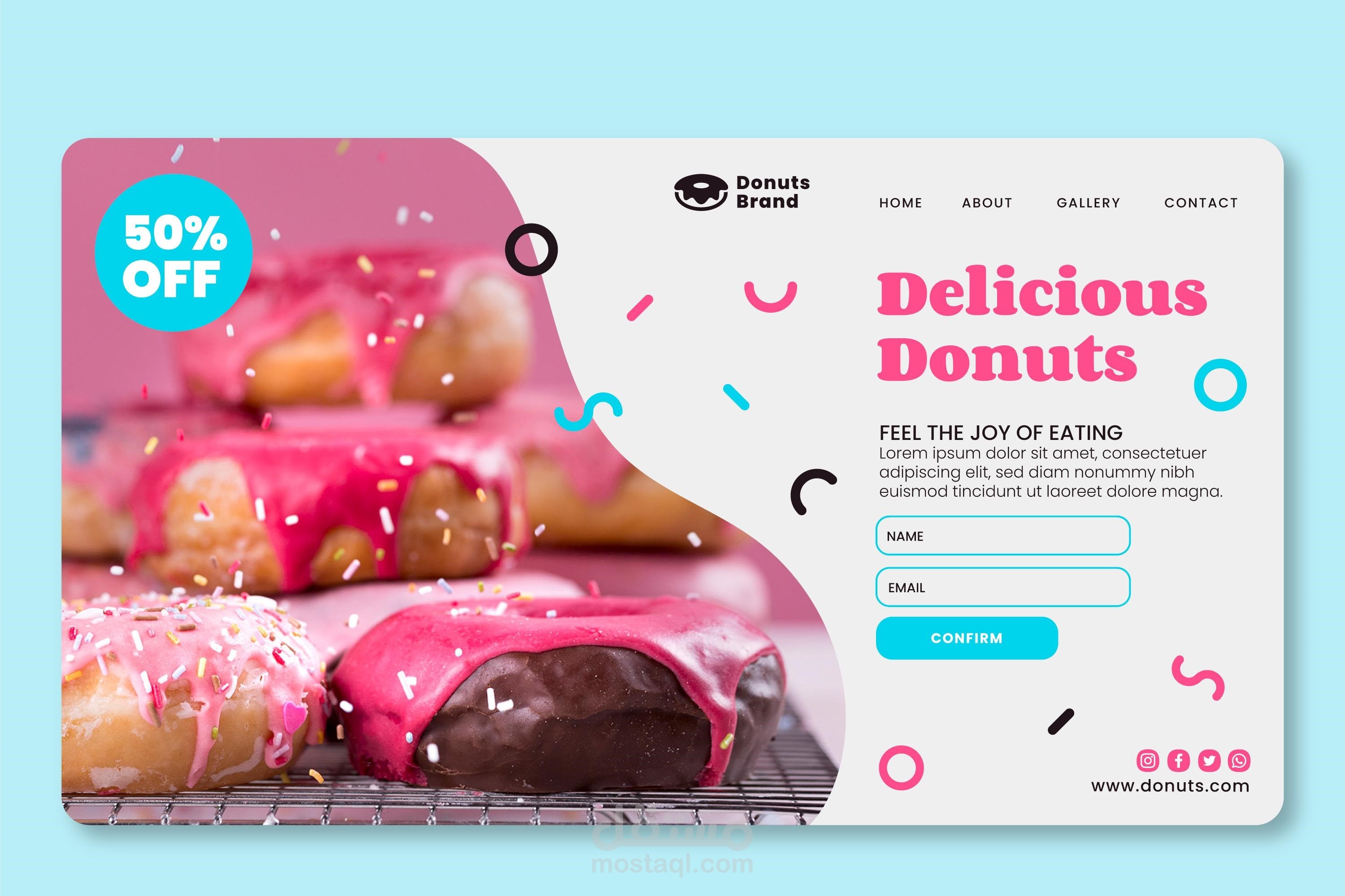 برمجة و تطوير موقع Donuts Brand باستخدام اطار العمل Python Django لصالح كافيه رواق لبيع الدونات