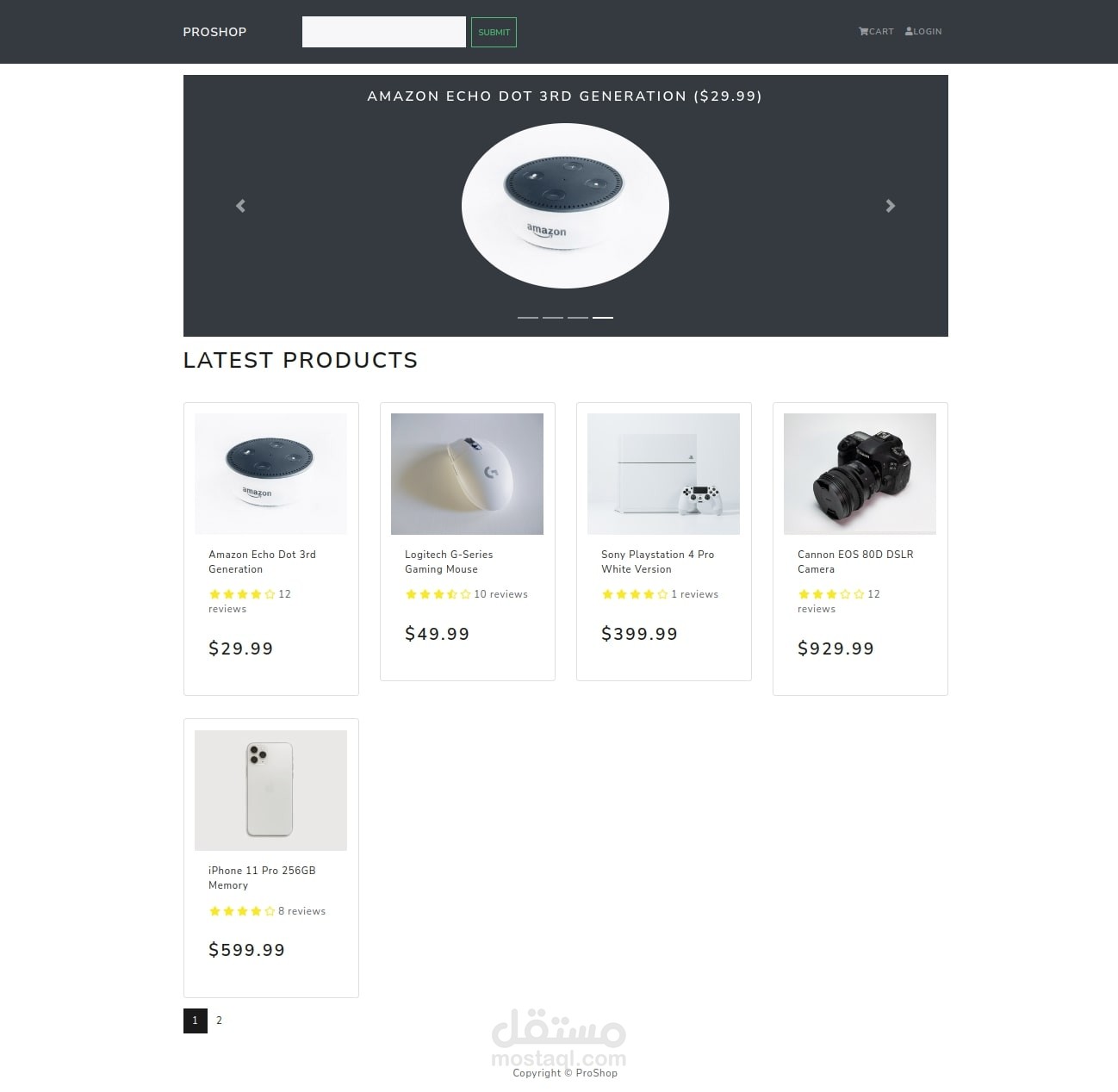 برمجة و تطوير موقع ProShop باستخدام اطار العمل Python Django لصالح شركة Pro حيث يعمل هذا الموقع على بيع الأجهزة الإلكترونية