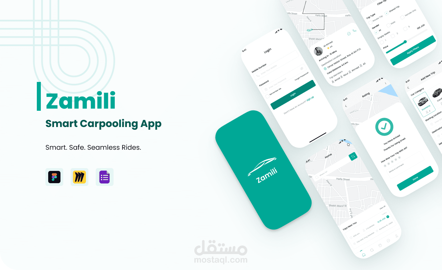 زميلي | تطبيق ذكي لمشاركة الرحلات - UI/UX Design