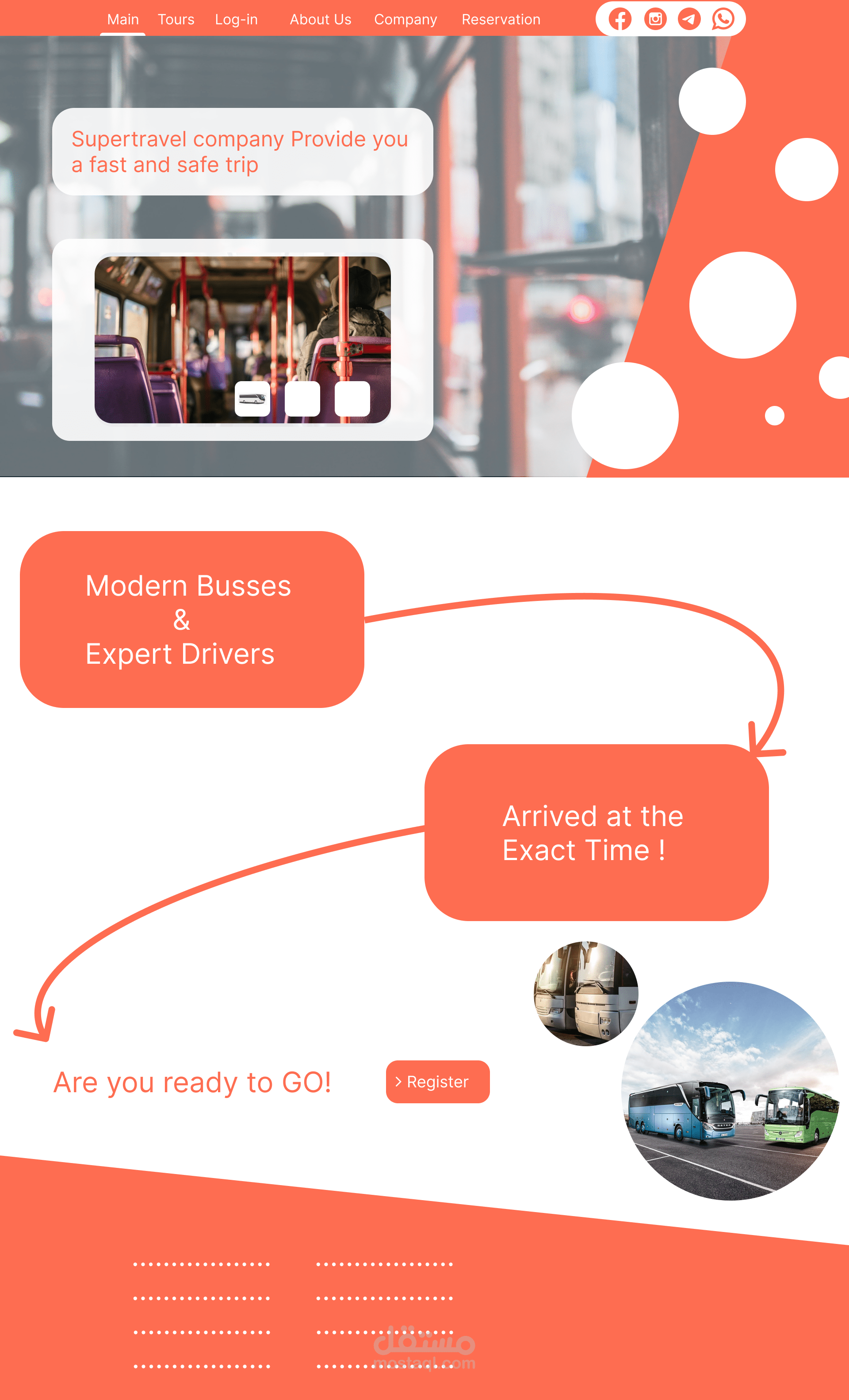 تصاميم واجهات ويب على فيغما لشركة باصات