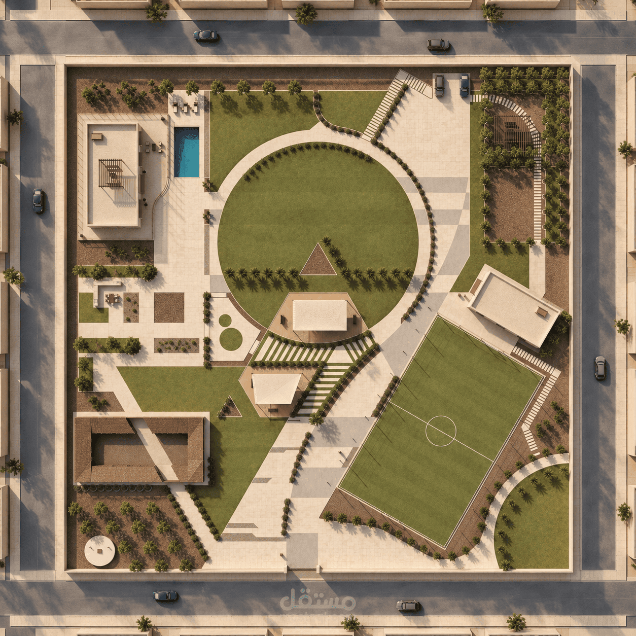 تصميم حديقة زراعية وشاليه - لاندسكيب