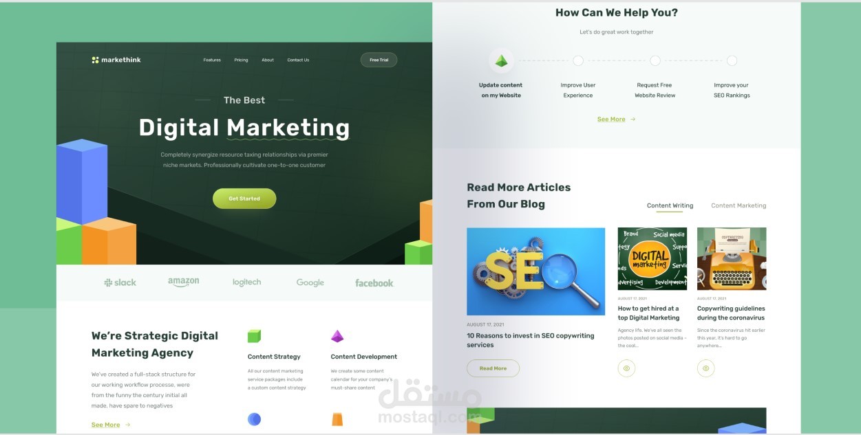تصميم واجهات Digital Marketing Website