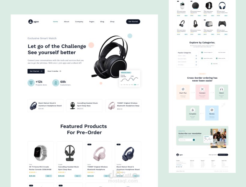 Head phone Webssite Landing page UX