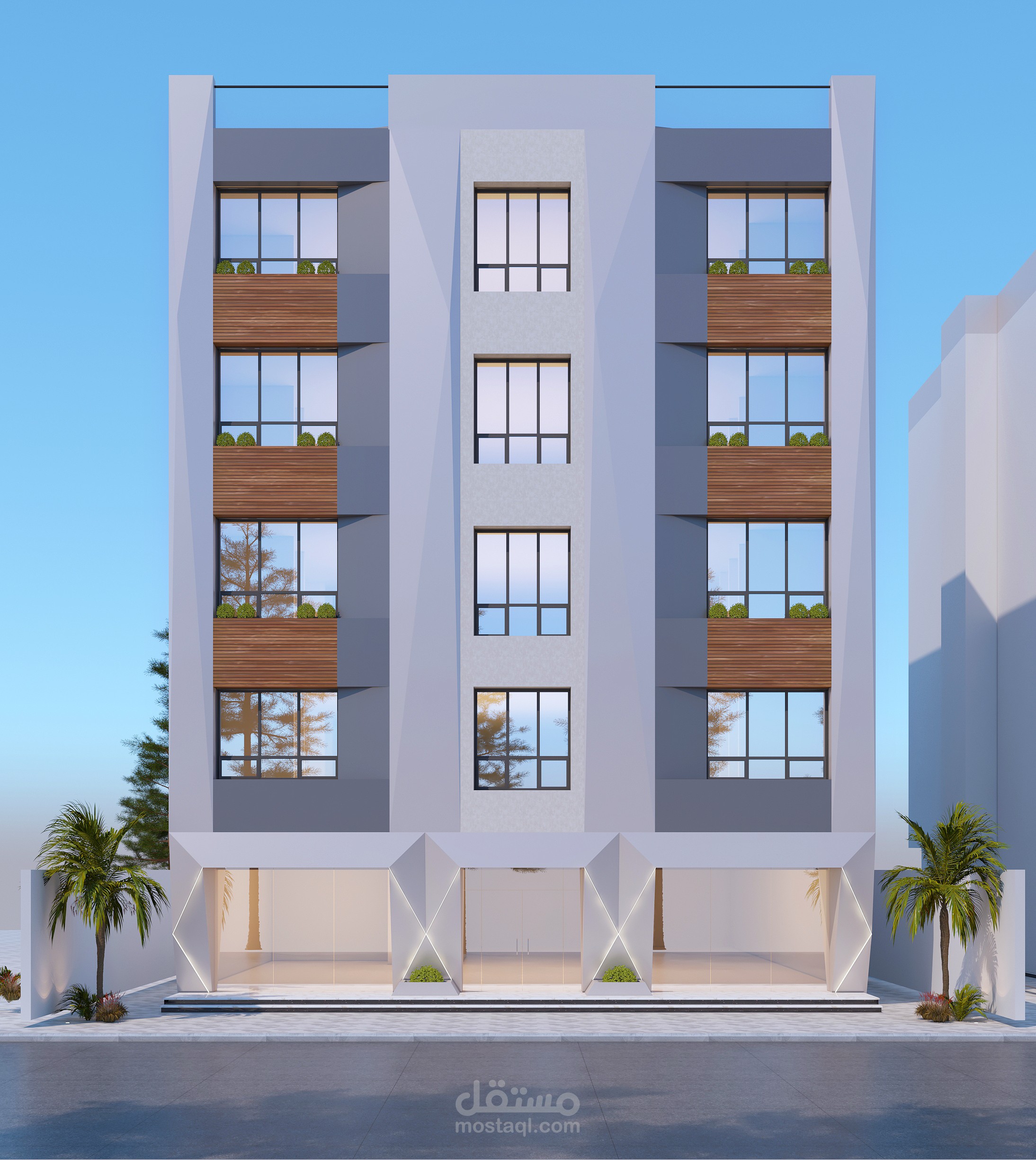 تصميم واجهة مبنى سكنى تجارى