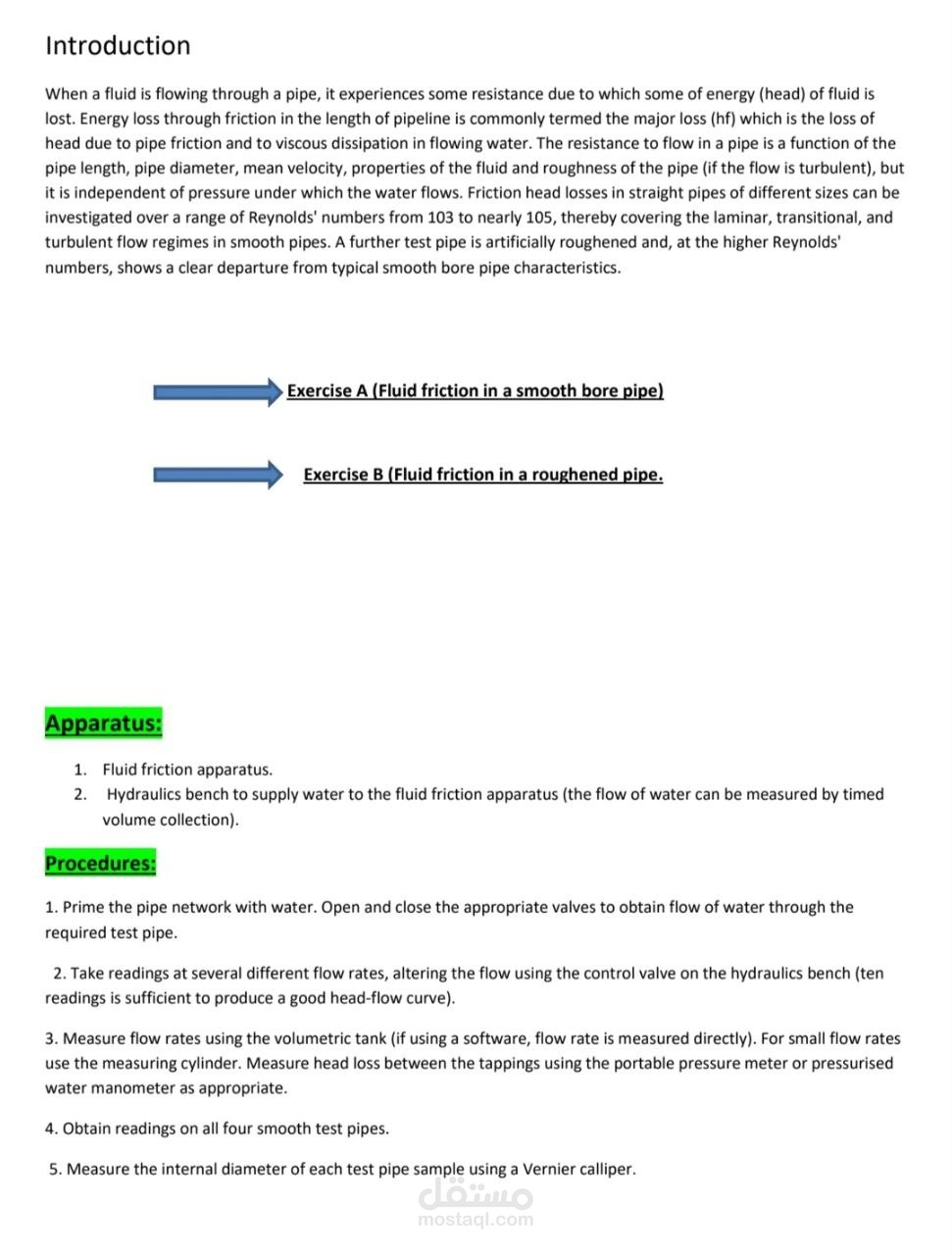Report about Pipe friction
