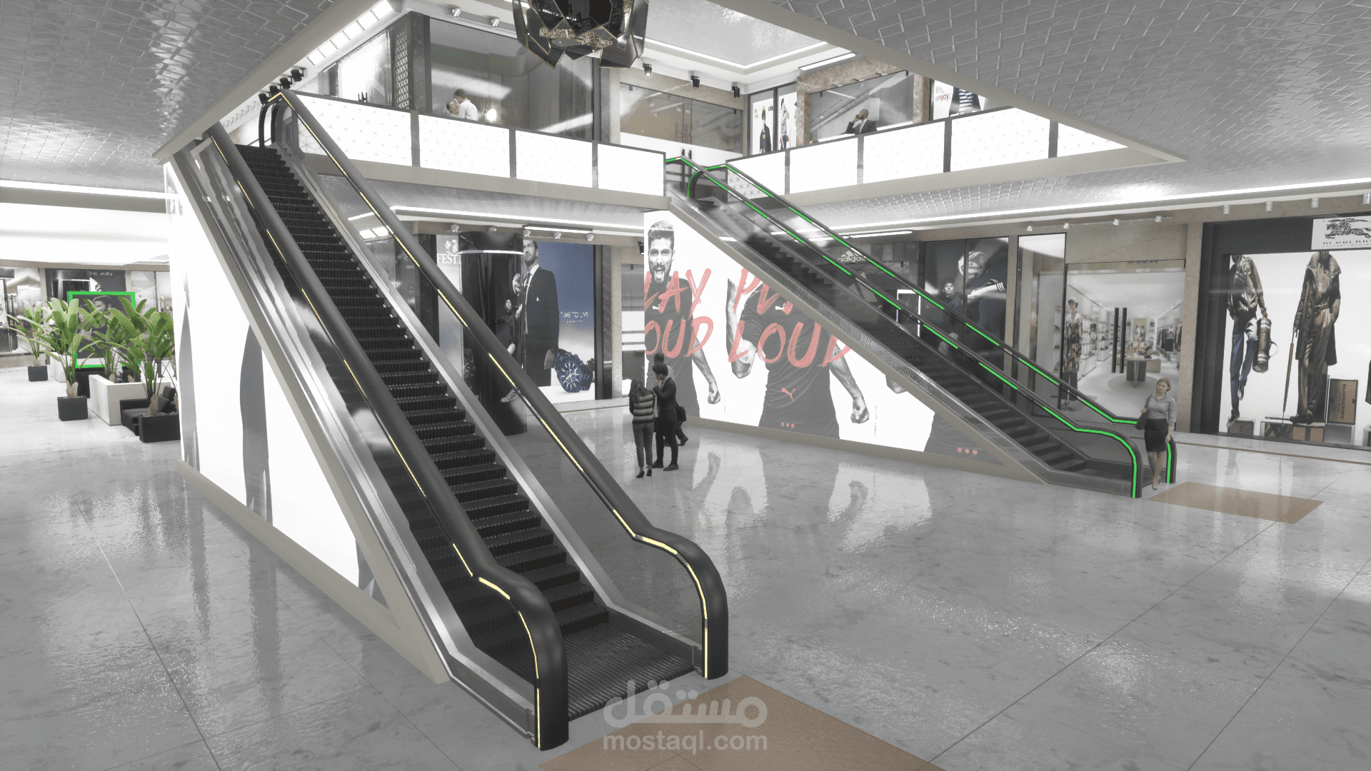 تصميم و إظهار مركز تسوق تجاري