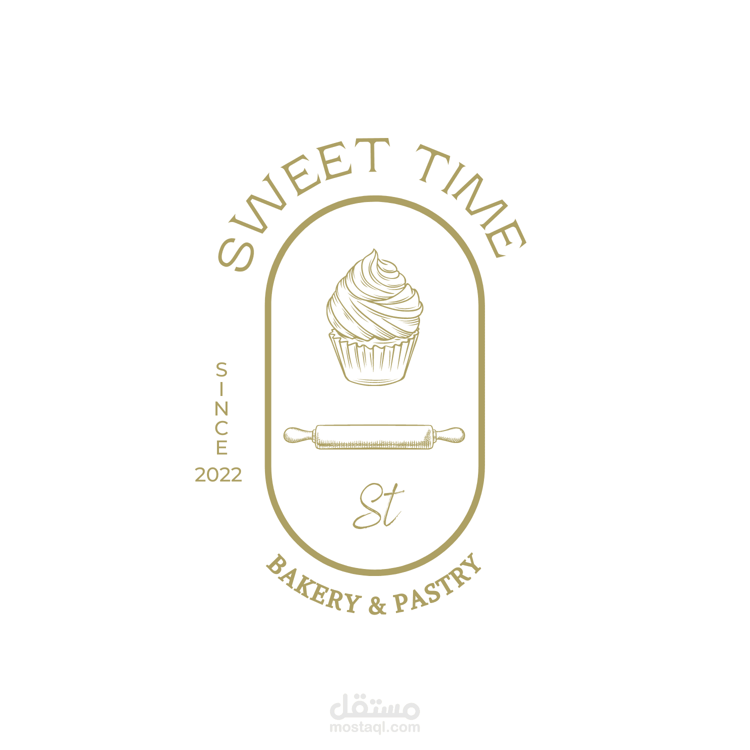 لوغو محل حلويات و مخبزة باسم sweet time