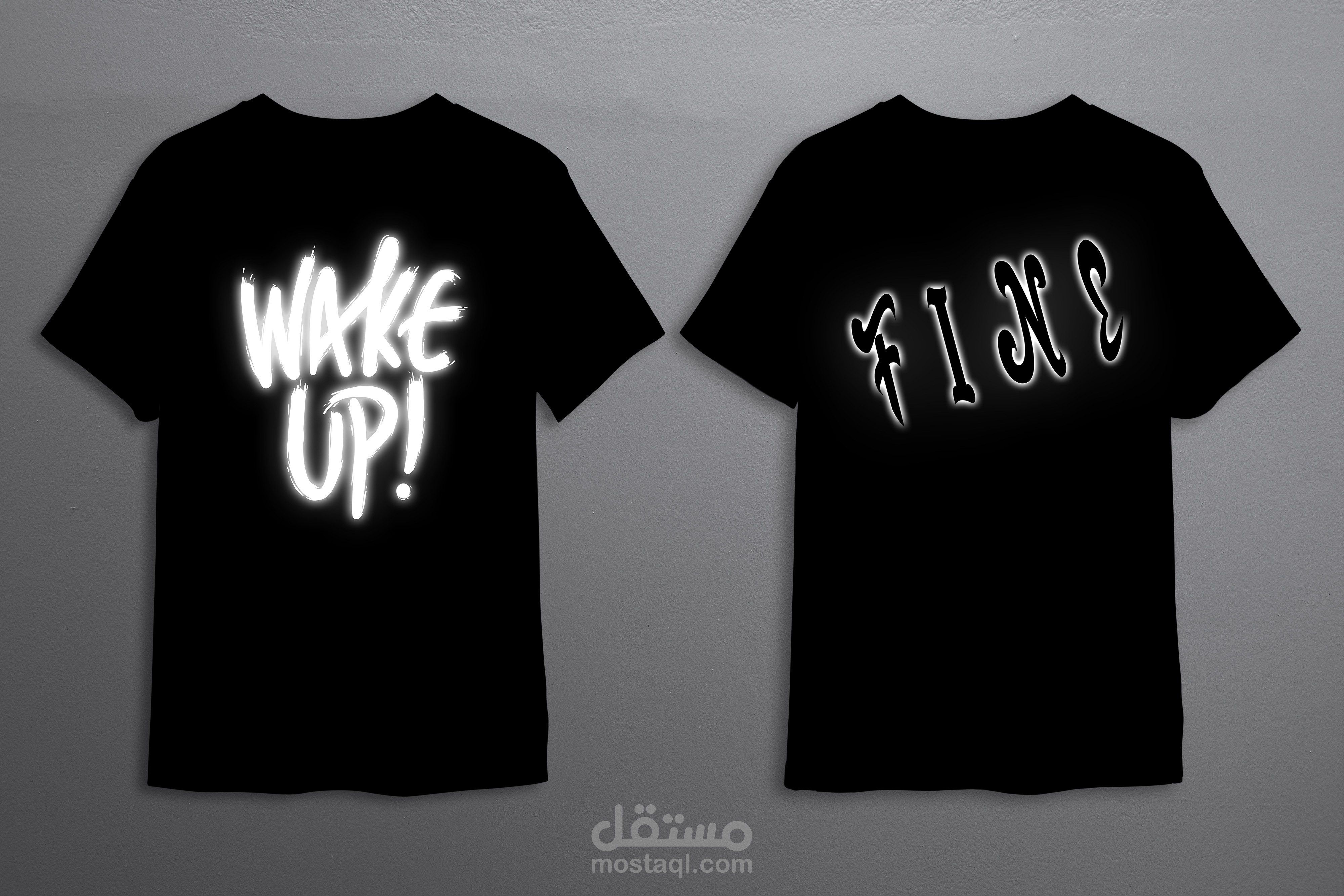 تصميم تي شيرت بتاثير النيون