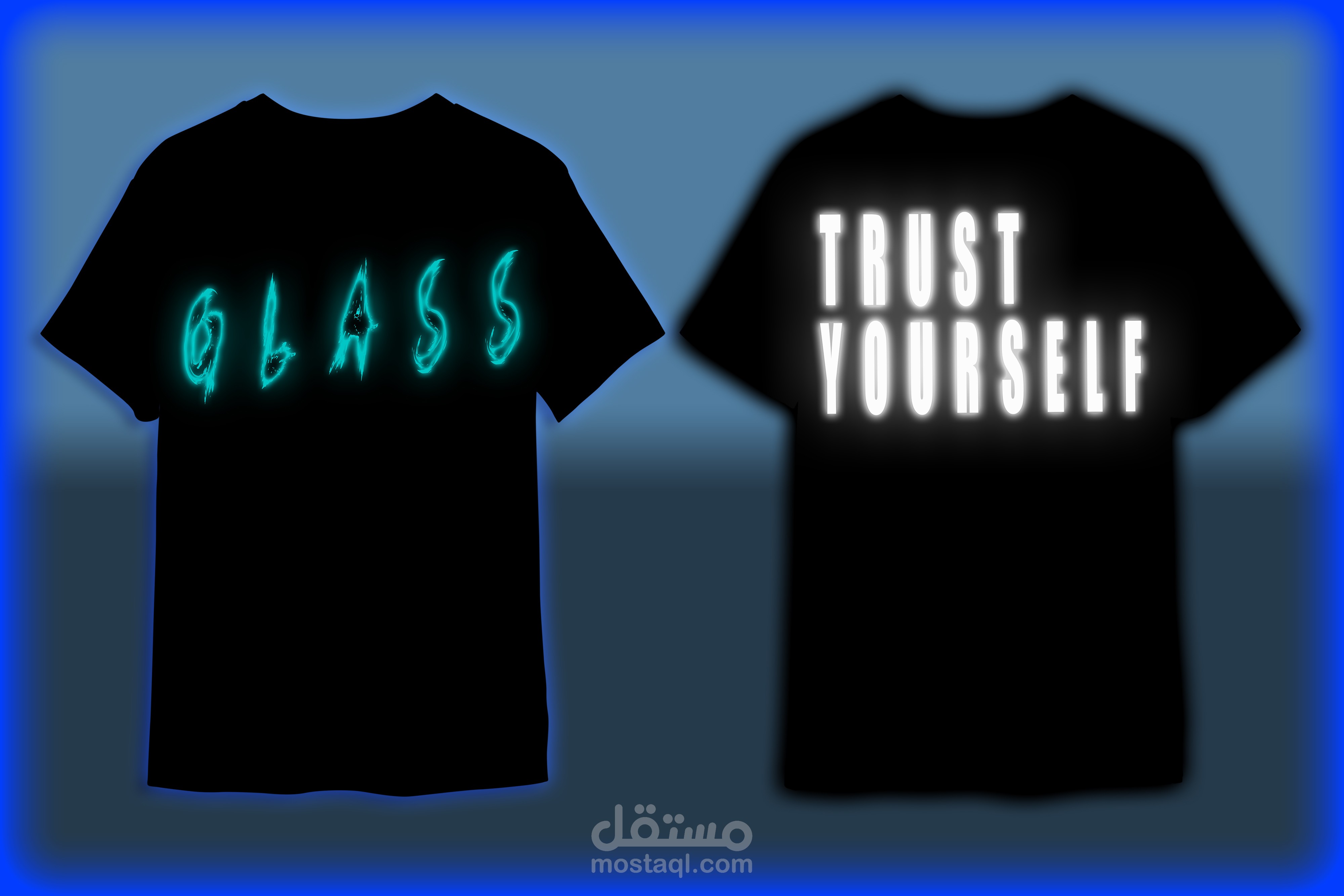 تصميم تي شيرت بتاثير النيون وال GLOW
