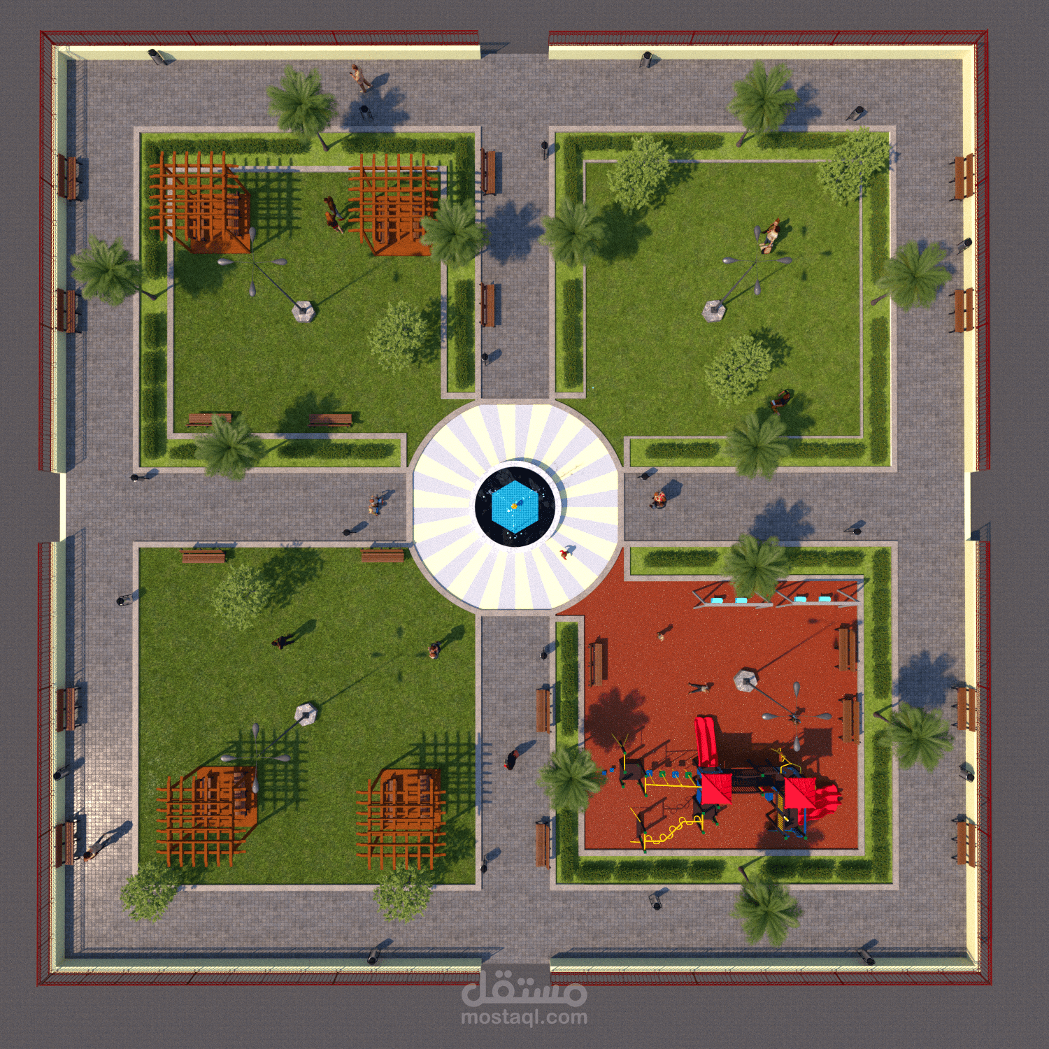 مخطط لاندسكيب وتصميم خارجي لمتنزه في العراق لصالح بلدية بغداد