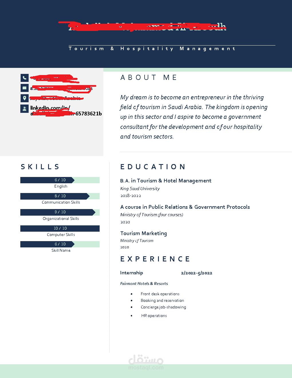 تصميم و كتابة CV و Cover Letter باللغة الانجليزية