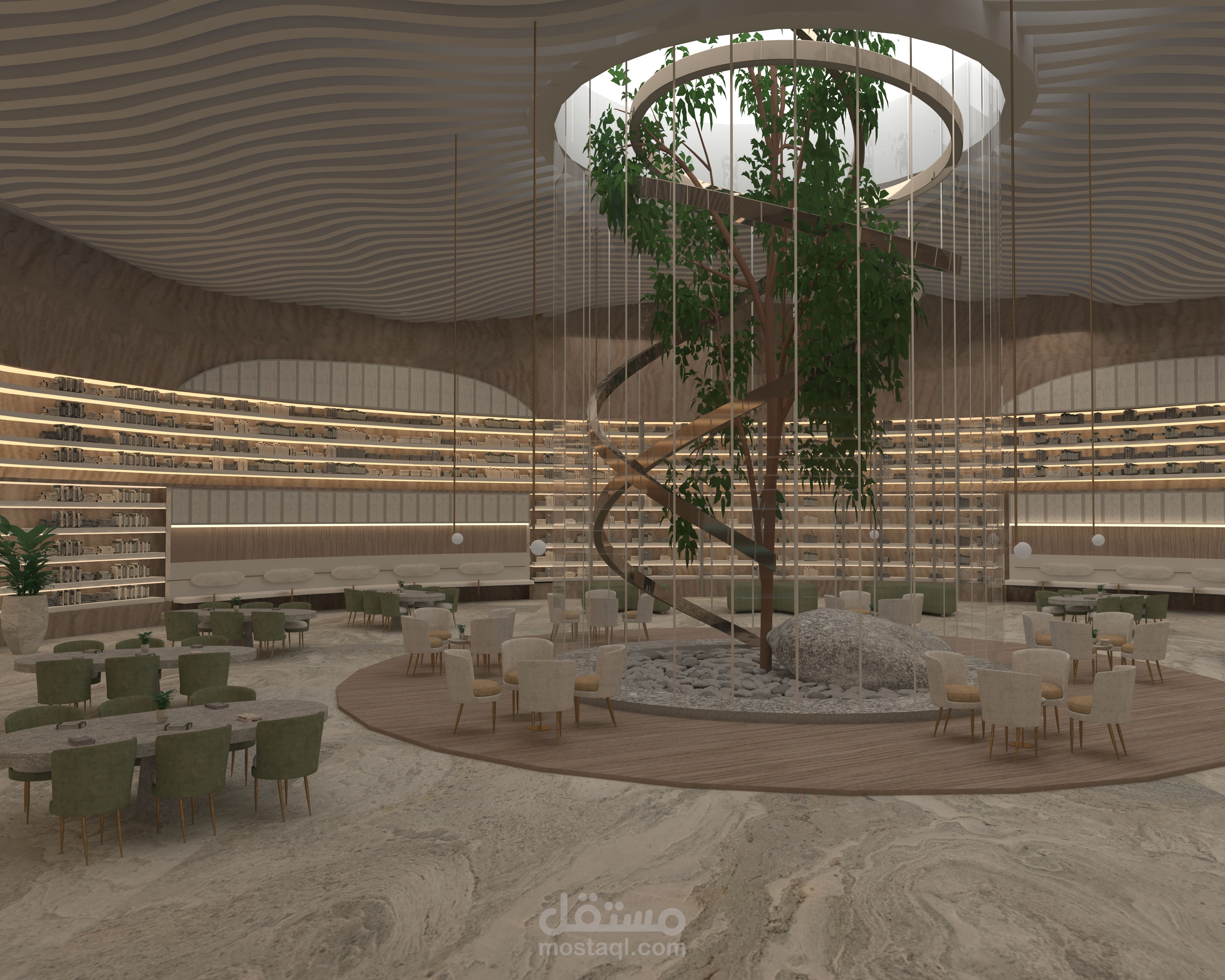 تصميم مكتبة تابعة لمركز ثقافي شامل
