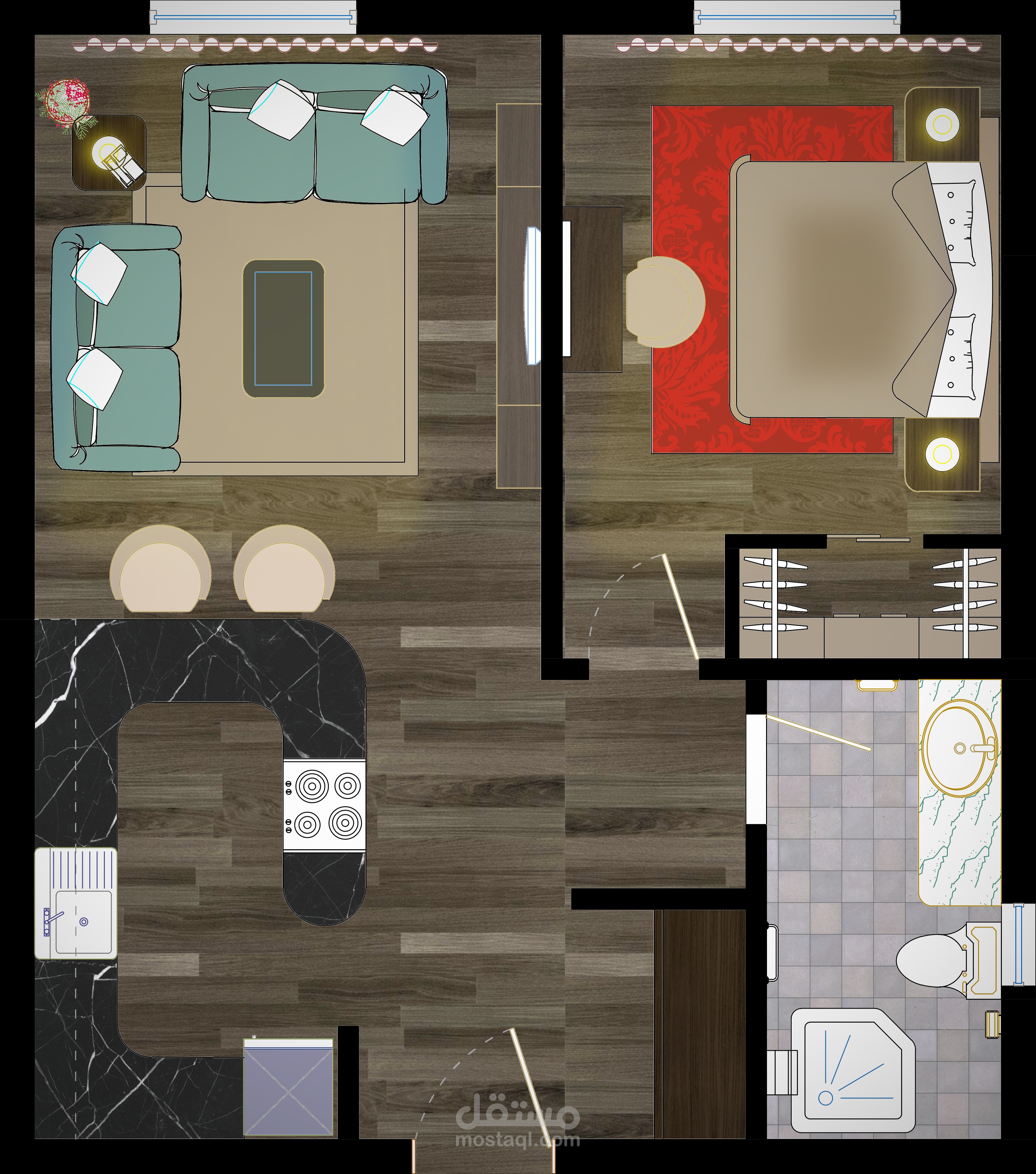 تصميم ديكور داخلي لشقة