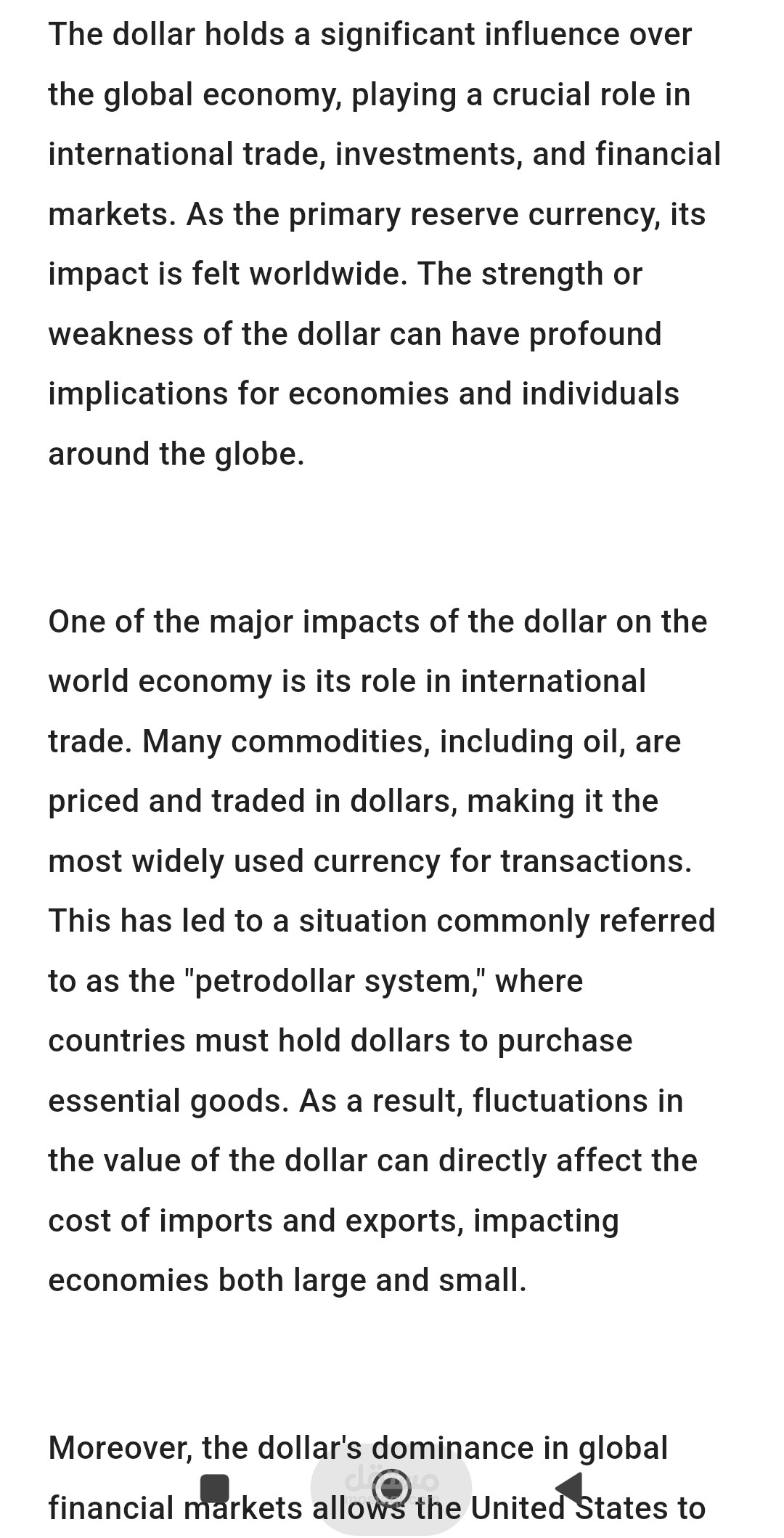 The impact of the dollar