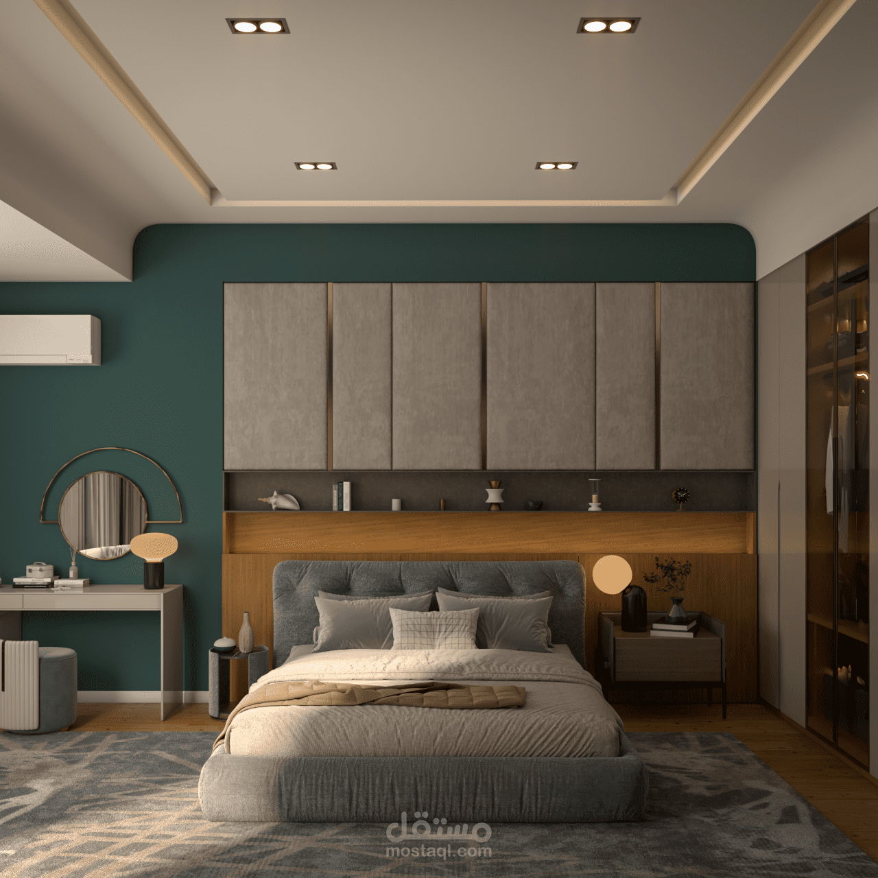 تصميم غرفه نوم عصريه بلمسات دافئه