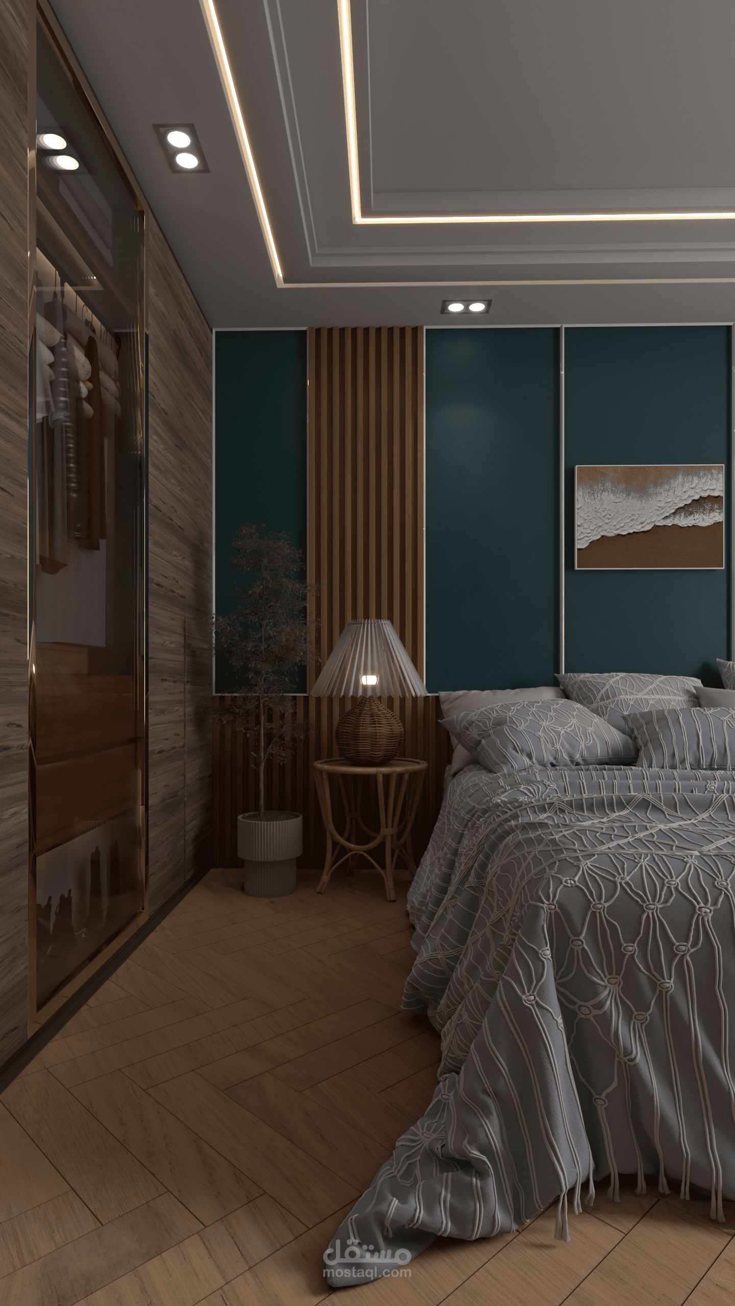 غرفة نوم عصرية بأجواء دافئة