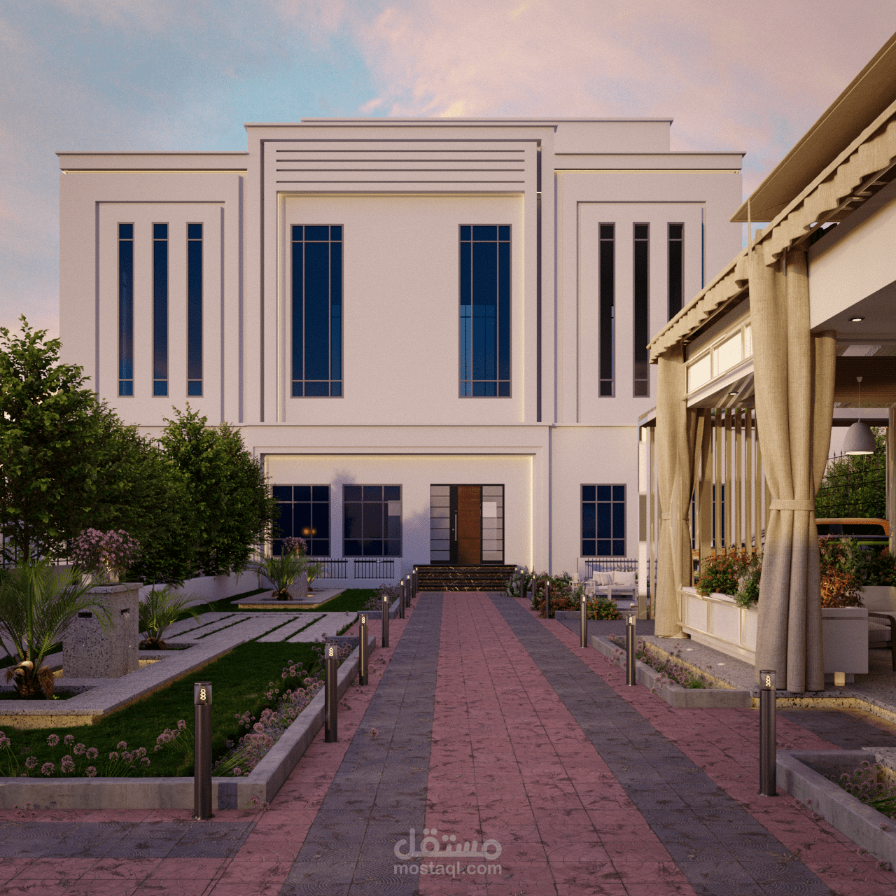 تصميم واجهة خارجية ولاندسكيب احترافي لفيلا مودرن