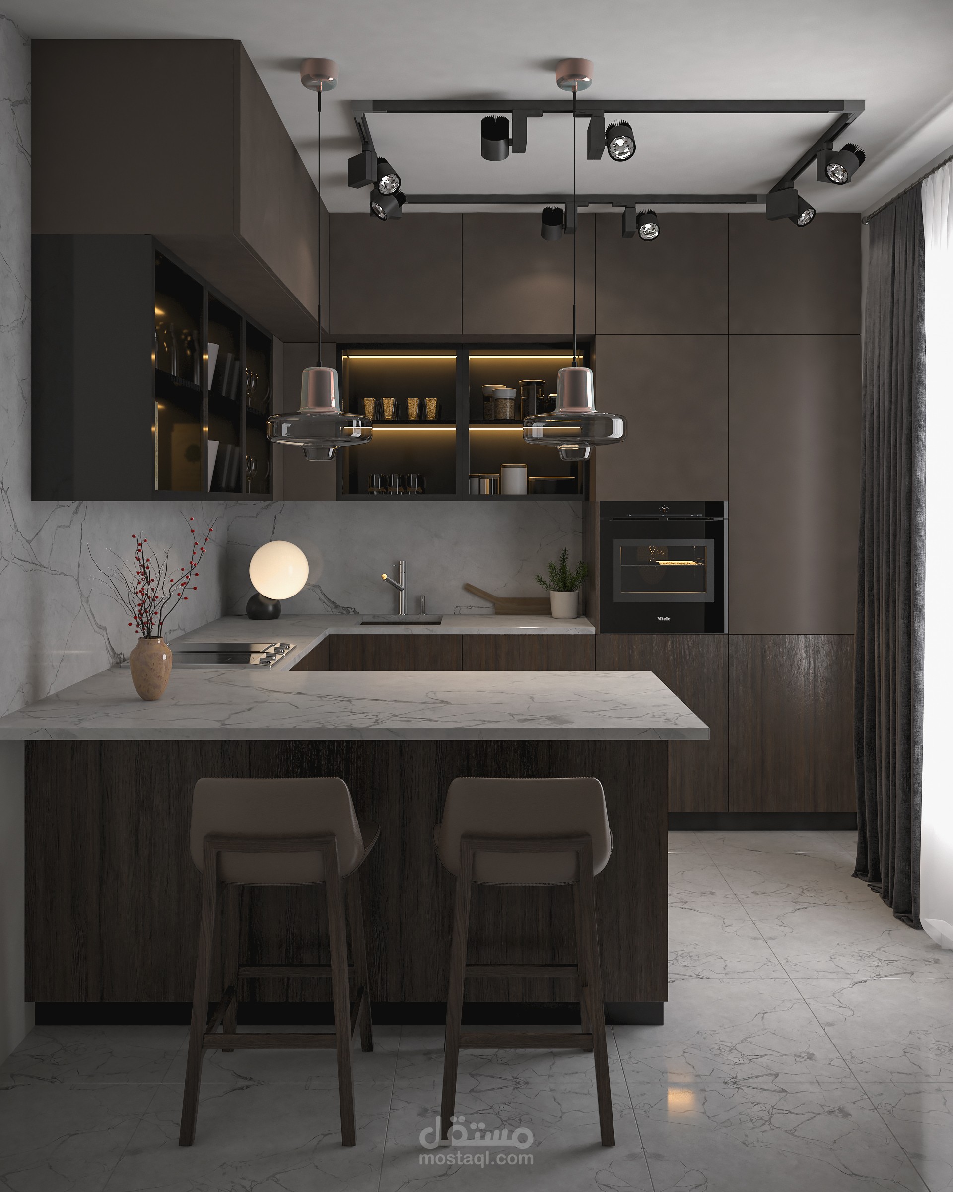 تصميم مطبخ مفتوح بسيط