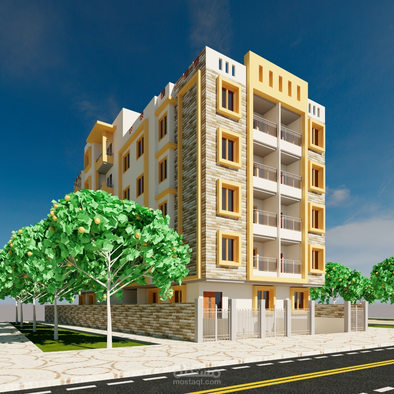 تصميم واجهات لعمارة سكنية فى مصر