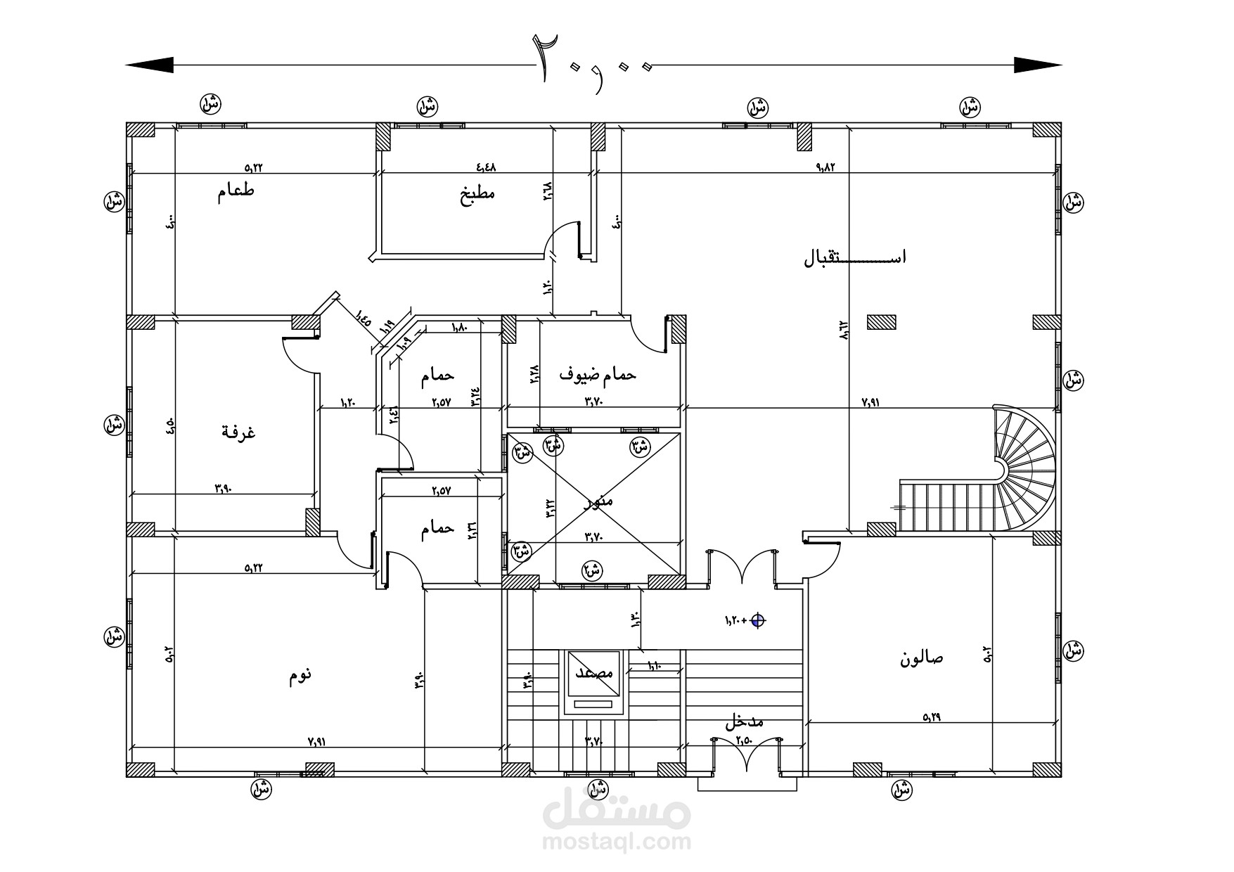 تصميم معمارى لعمارة سكنية