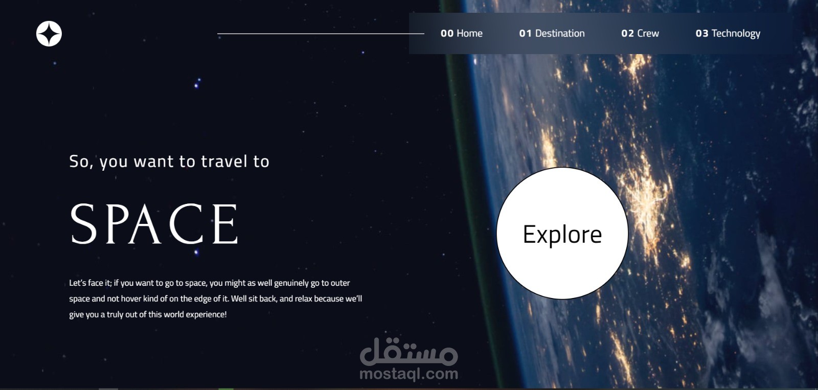 موقع الكتروني لعرض بيانات عن الفضاء والكواكب