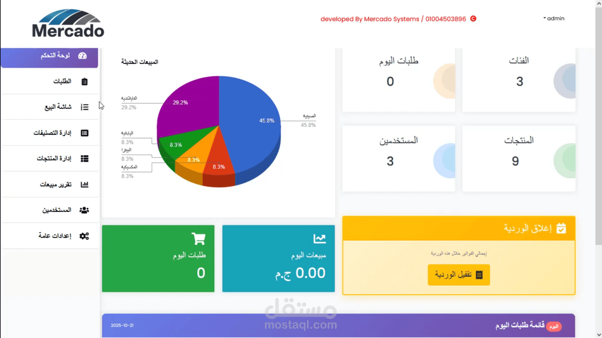 تطوير نظام إدارة مطاعم كامل بلغة PHP