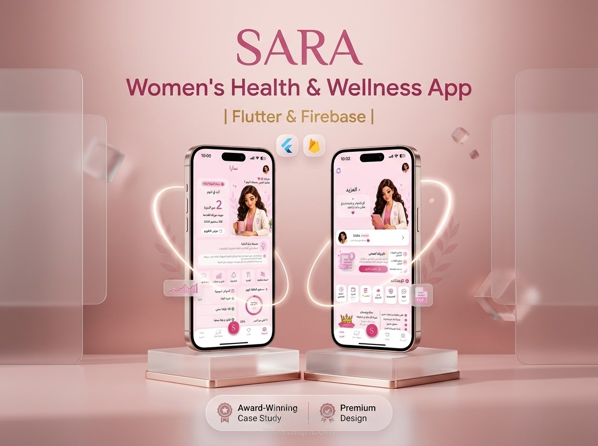 تطبيق سارة (Sara) | تطبيق متكامل لصحة المرأة وتتبع الحمل والنفاس (Flutter & Firebase)