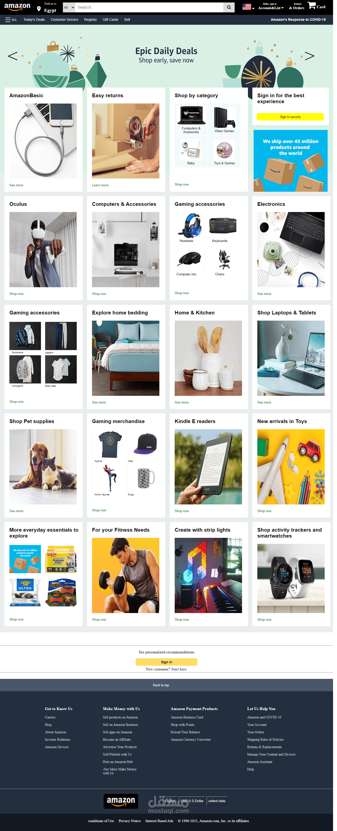 one page for amazon