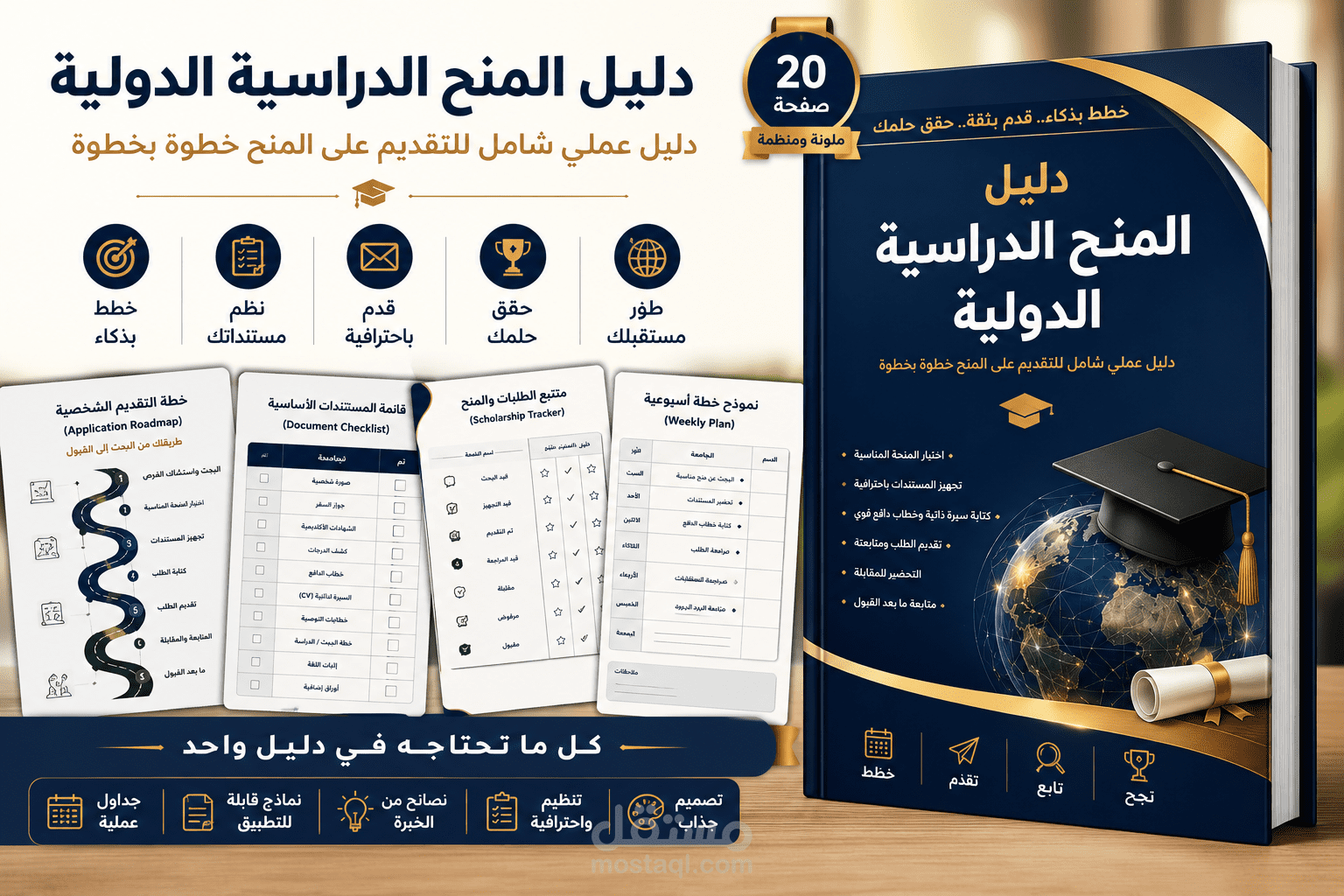 كتابة وتصميم دليل المنح الدراسية الدولية | كتيب تفاعلي احترافي للتقديم على المنح