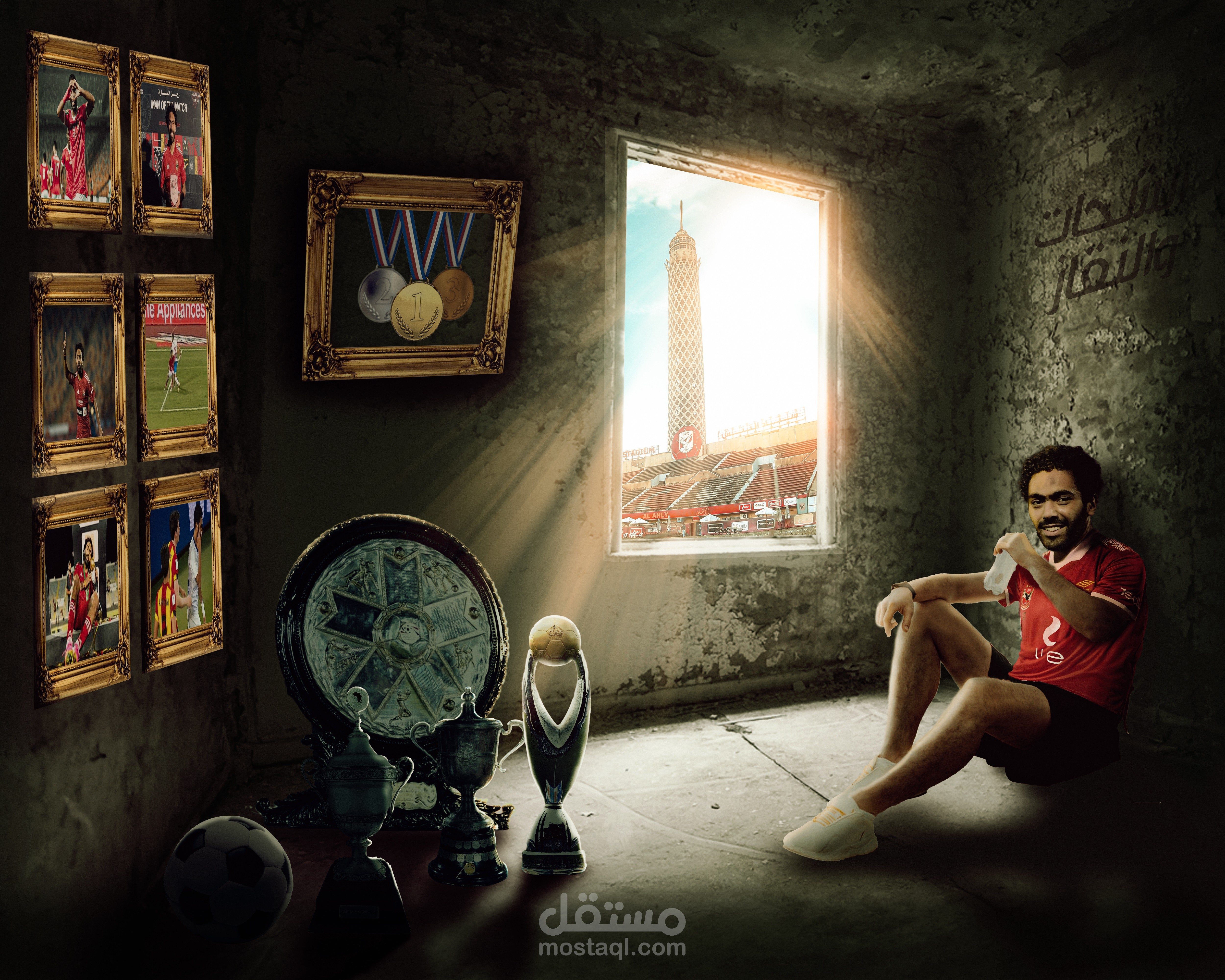 تصميم دمج للاعب الأهلي المصري حسين الشحات