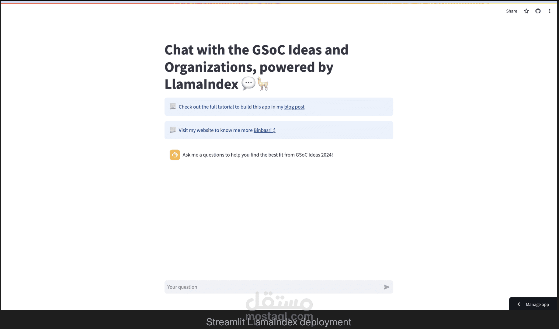 RAG chatbot for Google Summer of Code Ideas