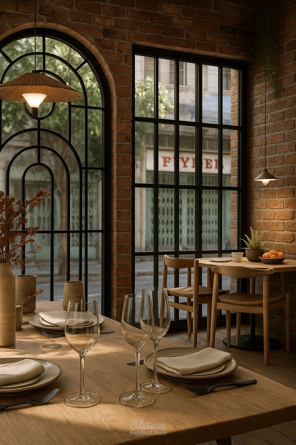 تصميم مقهى بنمط امريكي ريفي