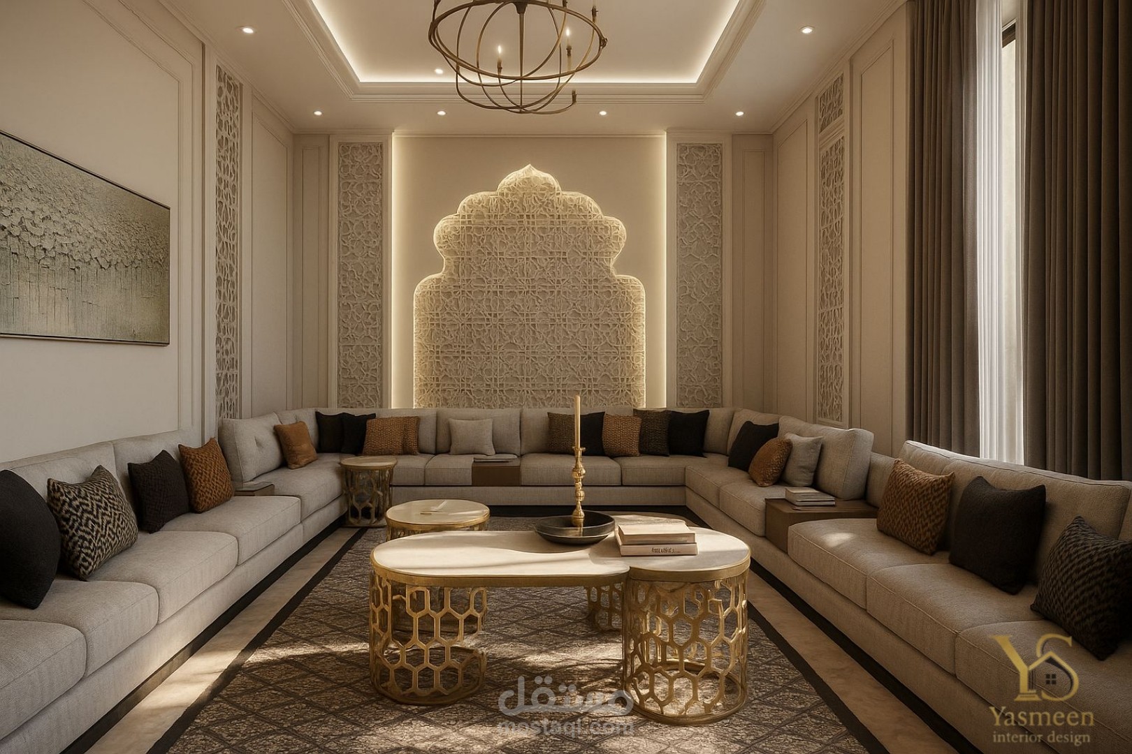 مجلس راقٍ بتفاصيل عربية عصرية