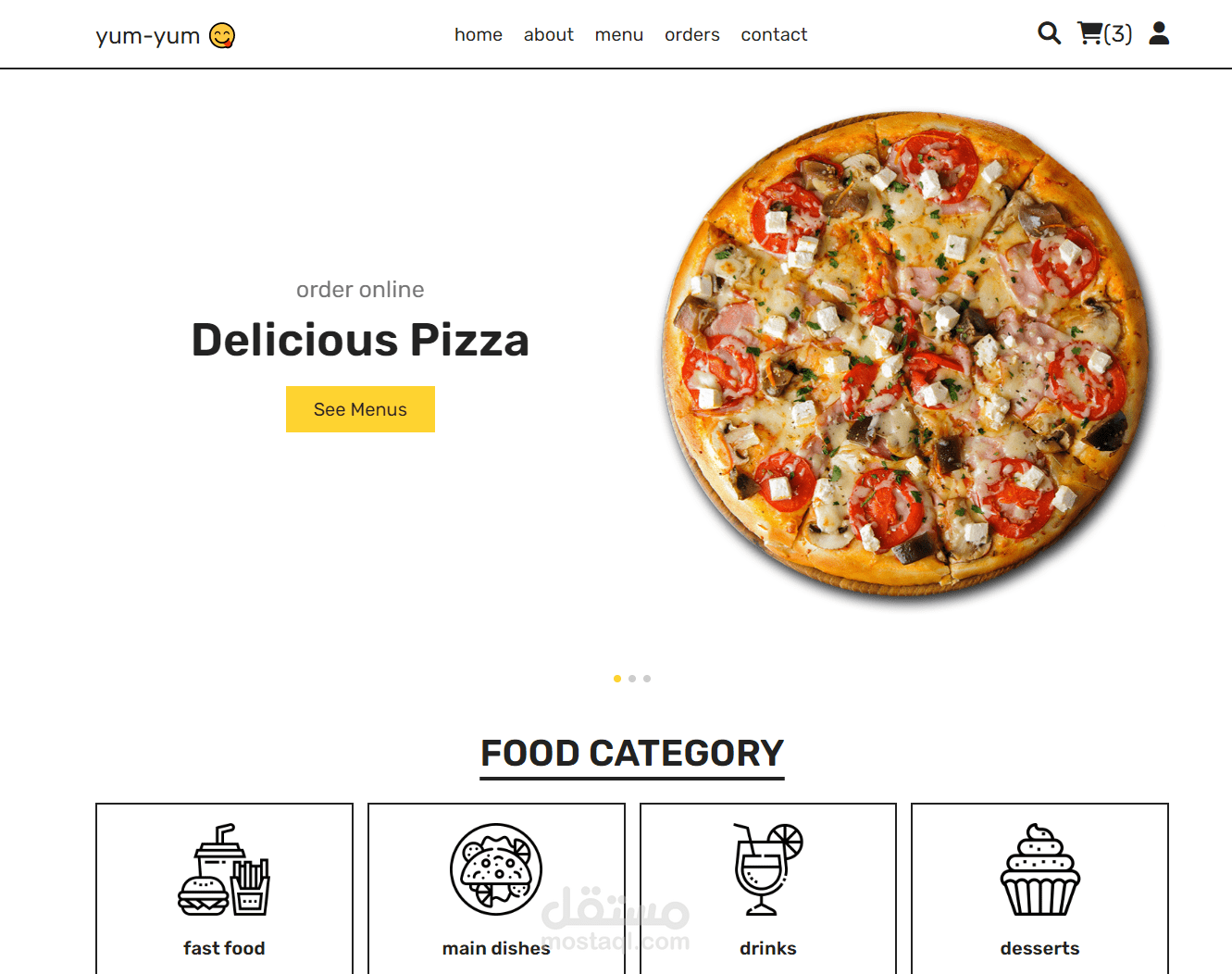 صفحة هبوط لموقع طعام خاص Pizza