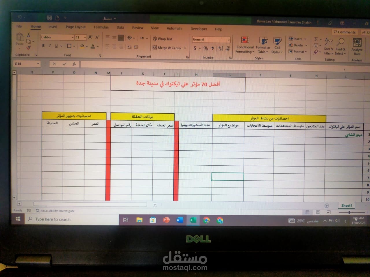 جمع بيانات عن مؤثرين تيكتوك