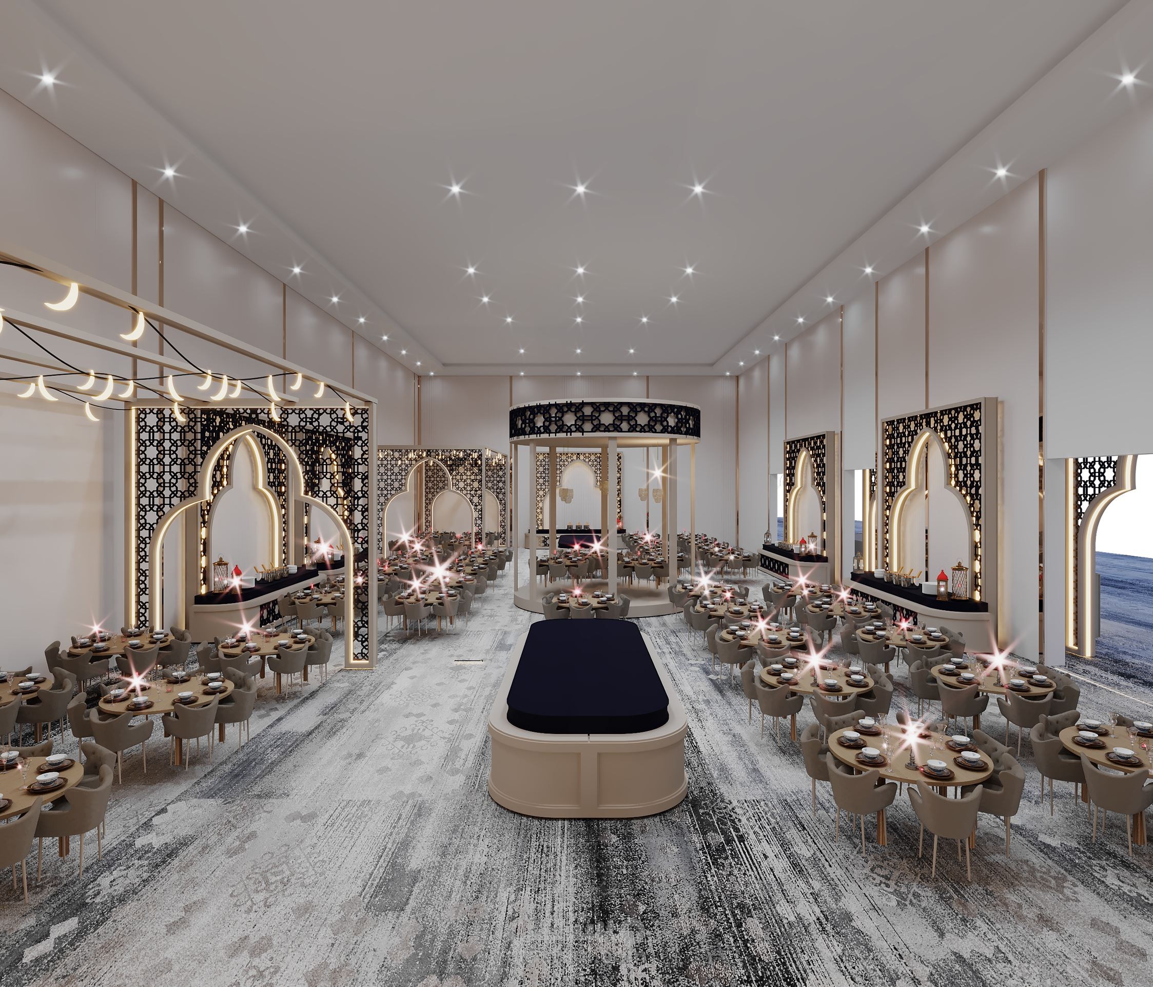 تصميم بوثات ديكورية لافطار وسحور في رمضان لمساحة 200 متر_السعودية