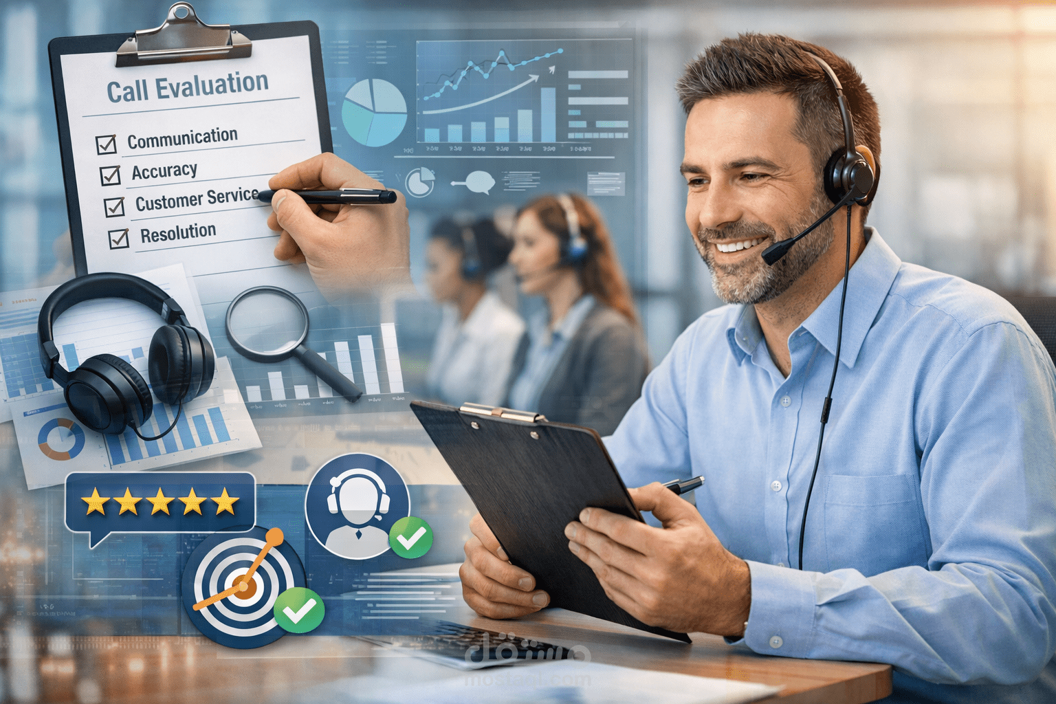 تقييم مكالمات ممثلي خدمة العملاء واعداد نقاط رئيسية للتأكد من عملهم ضمن البرسيجر المتبع