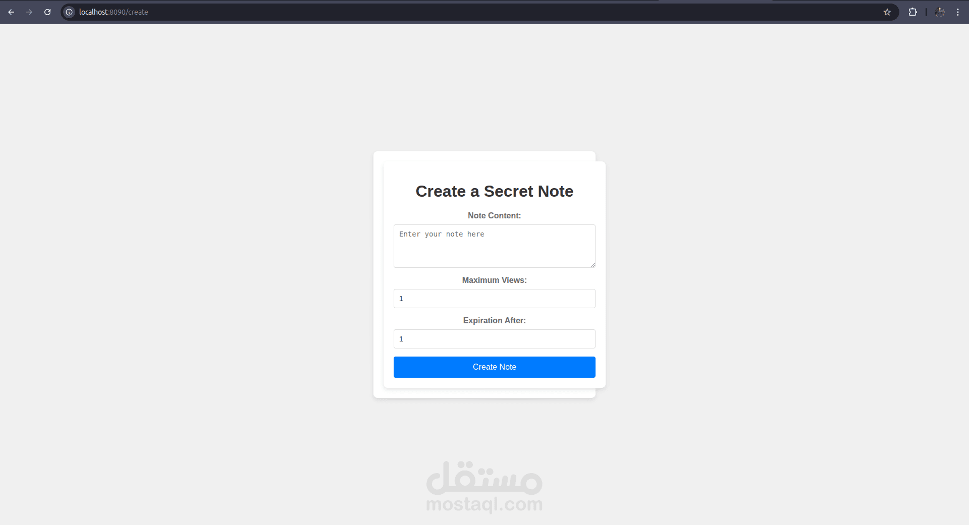 تطبيق ملاحظات سرّية ذاتية التدمير (Go Backend + Vue.js Frontend)