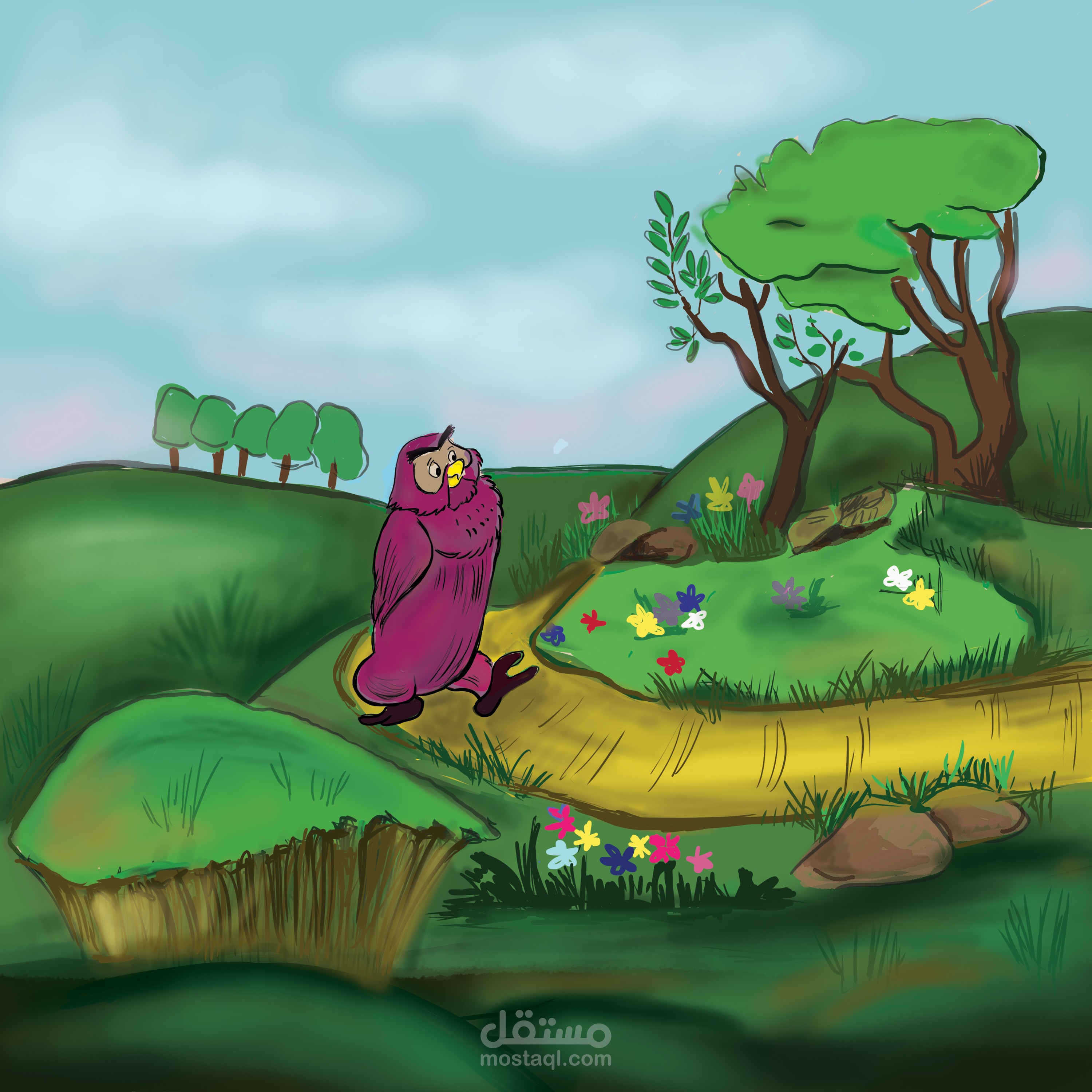 تلوين مشهد من قصة أطفال
