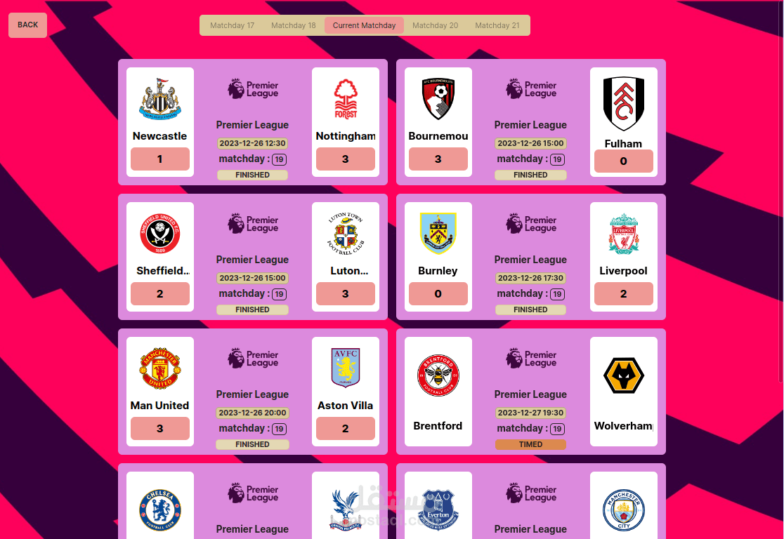 تطبيق ويب Nextjs - Laravel (php) خاص بكرة القدم FootyMix