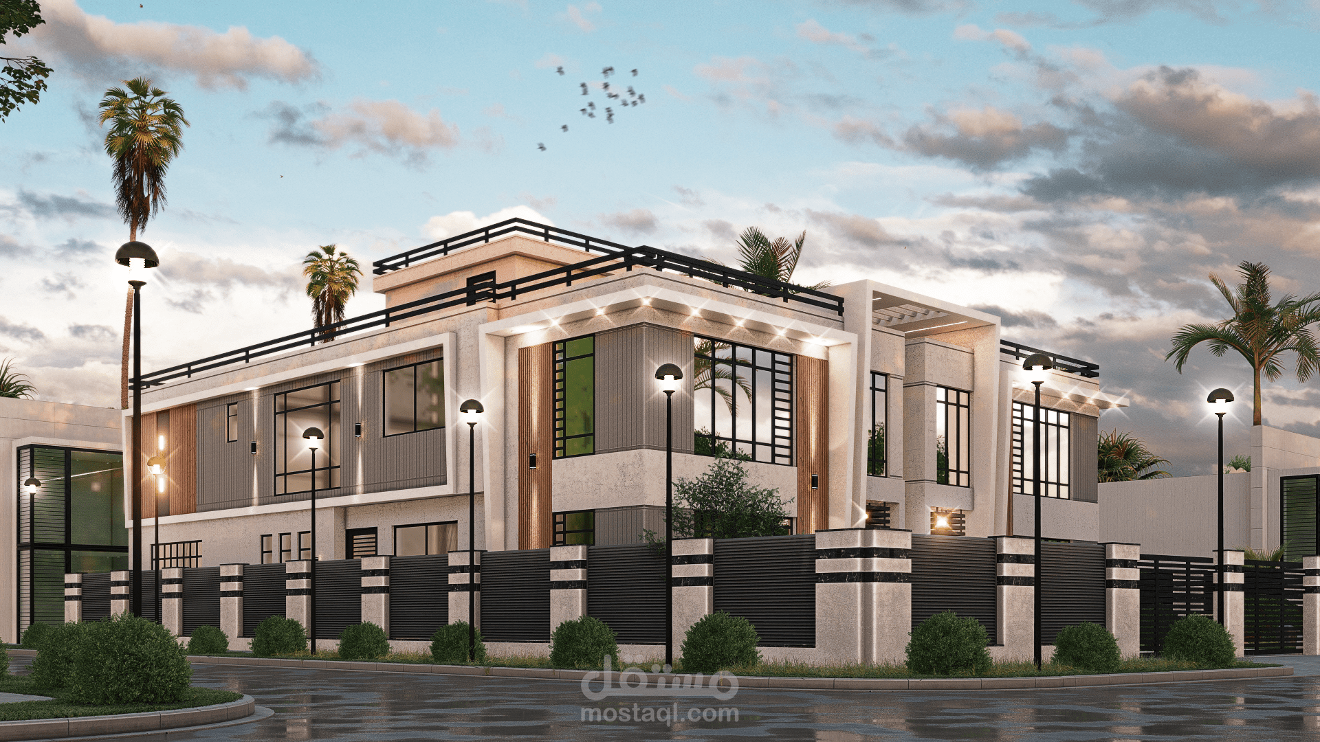 تصميم واجهة مودرن نمط توأمي
