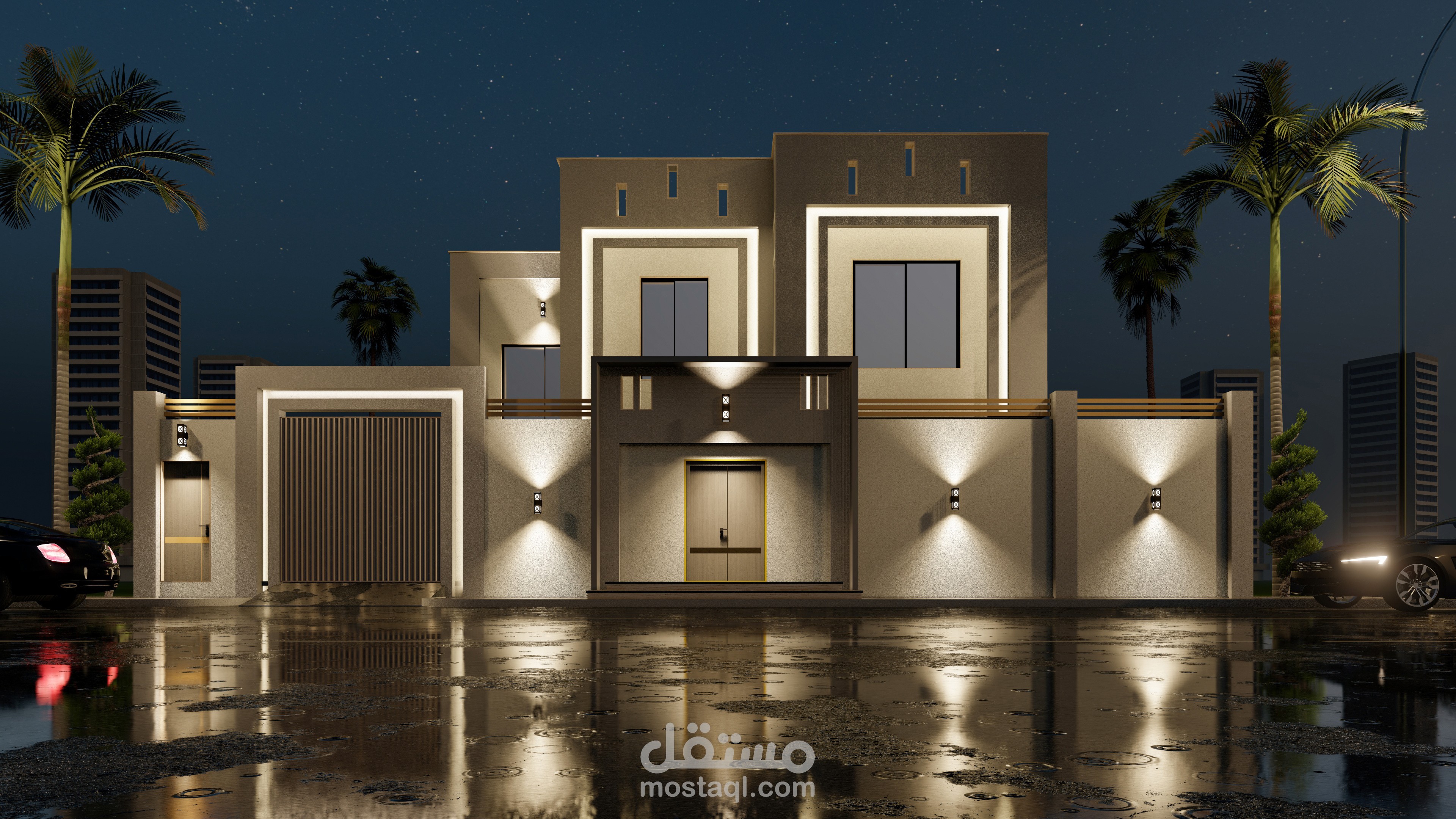 تصميم واجهة بنمط مودرن واقتصادي في المملكة العربية السعودية