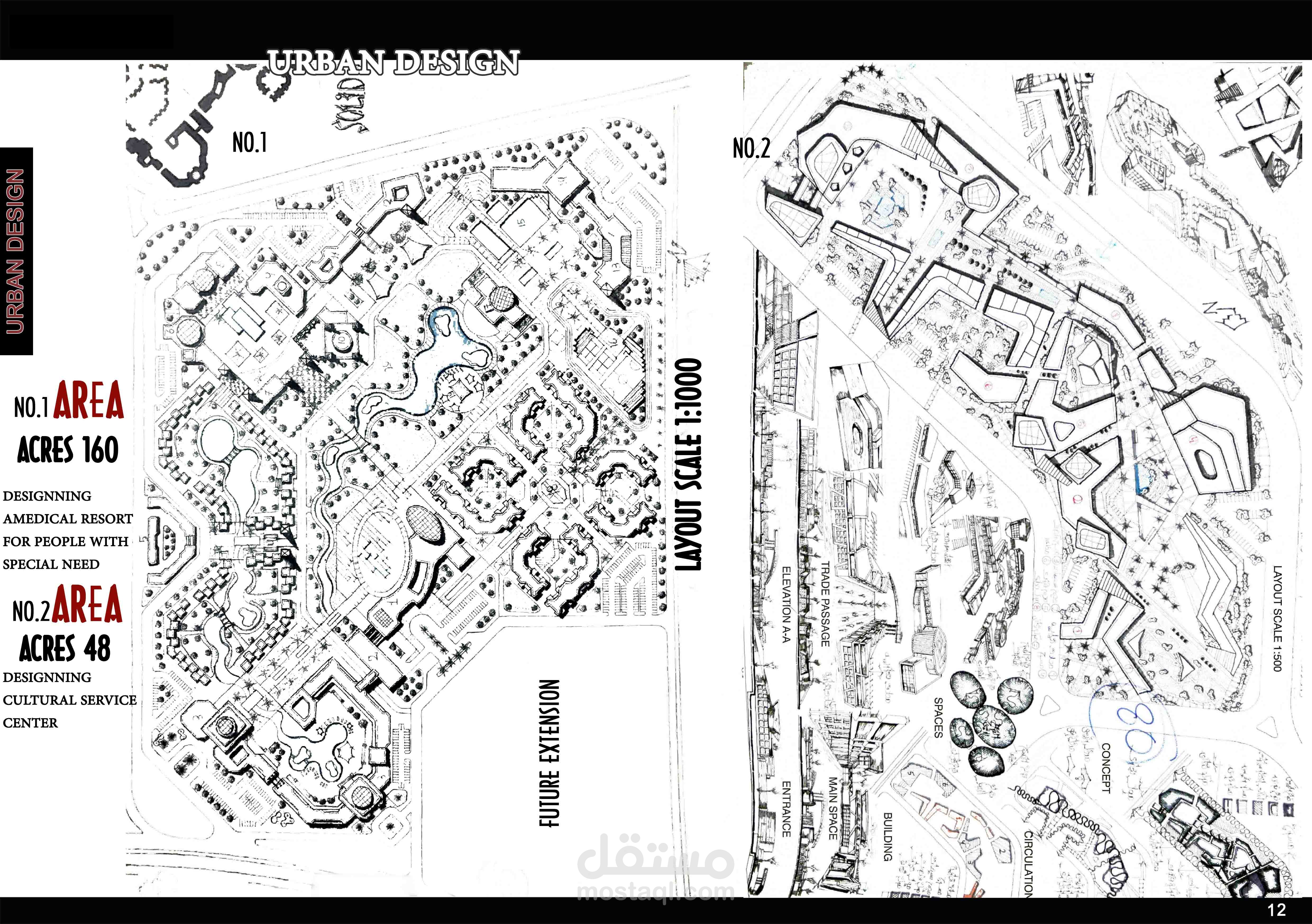 تصميم اربن ديزاين لمنطقتين على مساحة 20 فدان و 25 فدان بالقاهره